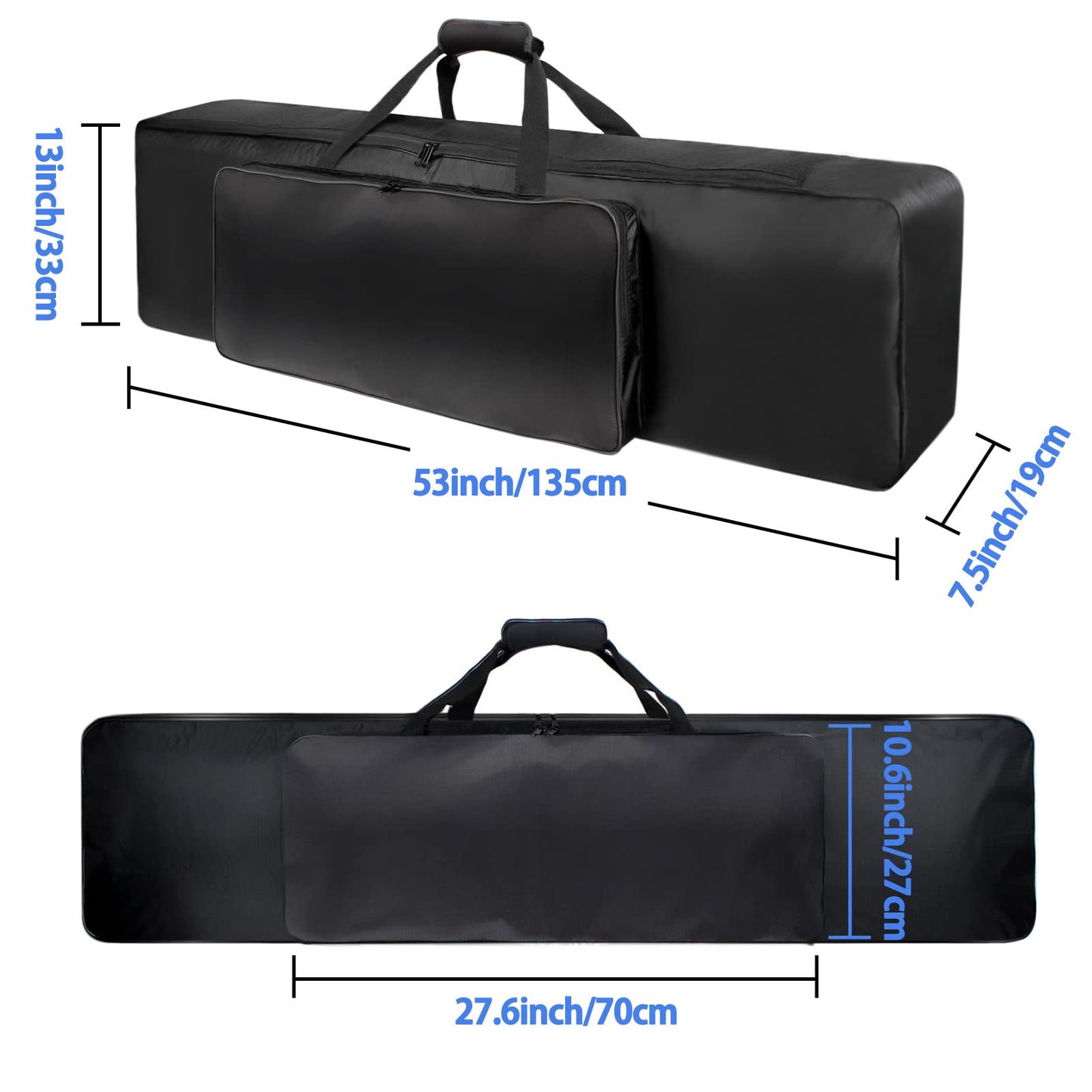 NKTM 88 Key Keyboard Case, 53.5"x12.6"x6.3" Electric Keyboard Bag Piano Gig Bag with Handles and