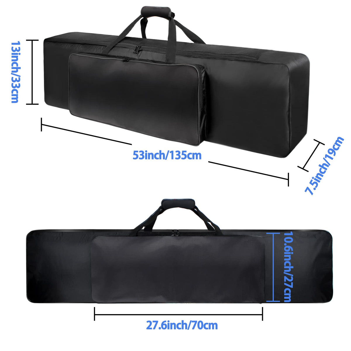 NKTM 88 Key Keyboard Case, 53.5"x12.6"x6.3" Electric Keyboard Bag Piano Gig Bag with Handles and