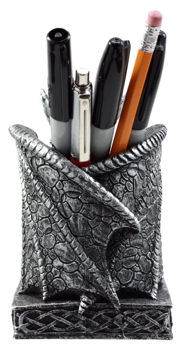 Ebros Gift Shenlong Spirit Dragon Orb Stationery Holder Figurine 4.75" H Office Desktop Accessory