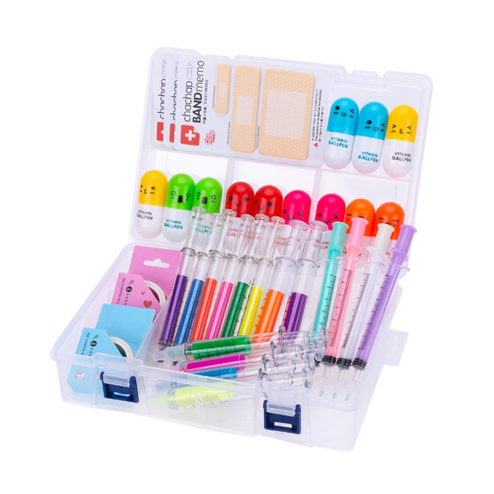 34 Pcs Cute School Supplies Set 12 Syringe Highlighters 4 Nursing Needle Pens 12 Vitamin Pill Pens