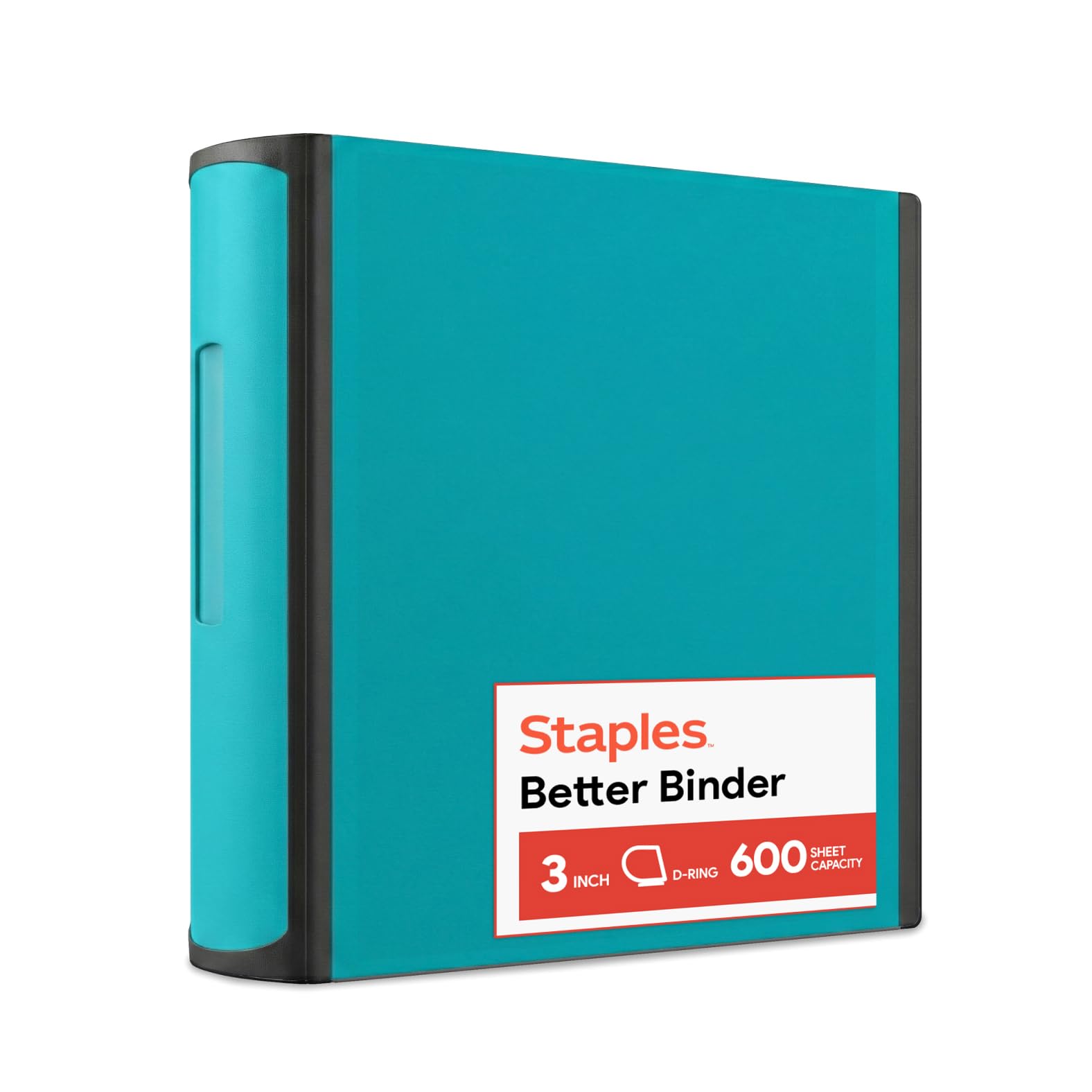 Staples Heavy-Duty 3-Inch D-Ring Binder, Teal, Holds 600 Sheets
