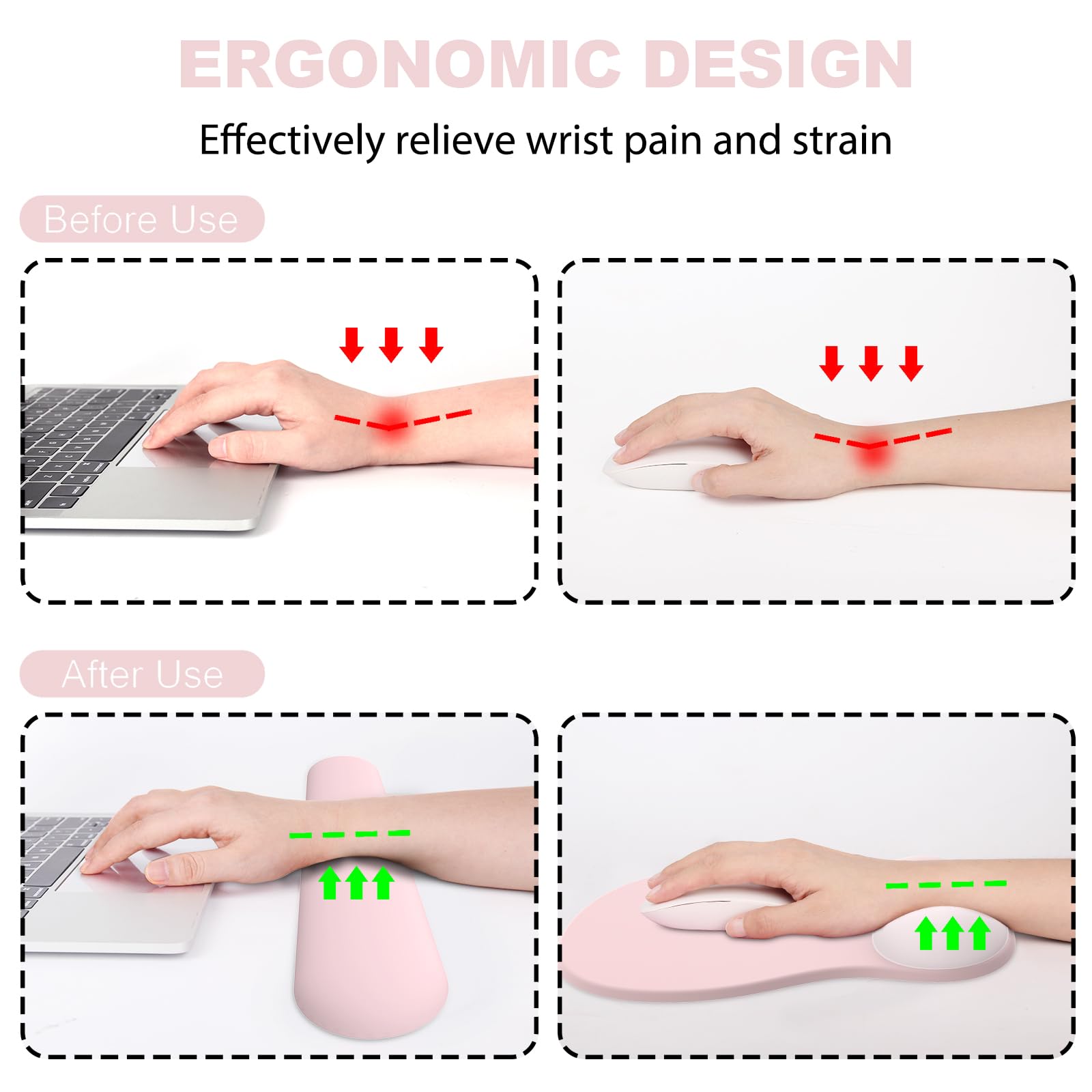 Ergonomic Mouse Pad with Wrist Rest and Keyboard Wrist Rest, Gel Mousepad