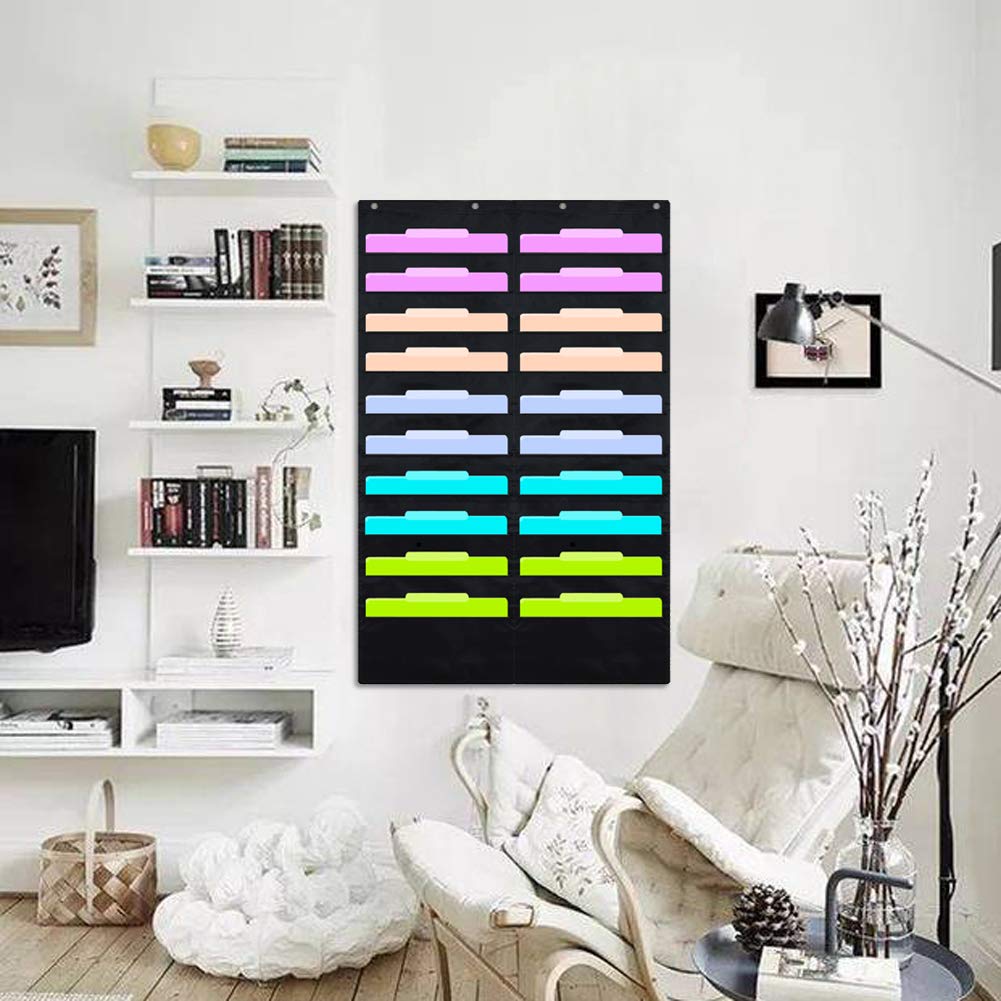 EAMAY Hanging File Folder Organizer Wall Mounted - 20 Pockets Wall File Folders, Office Supplies