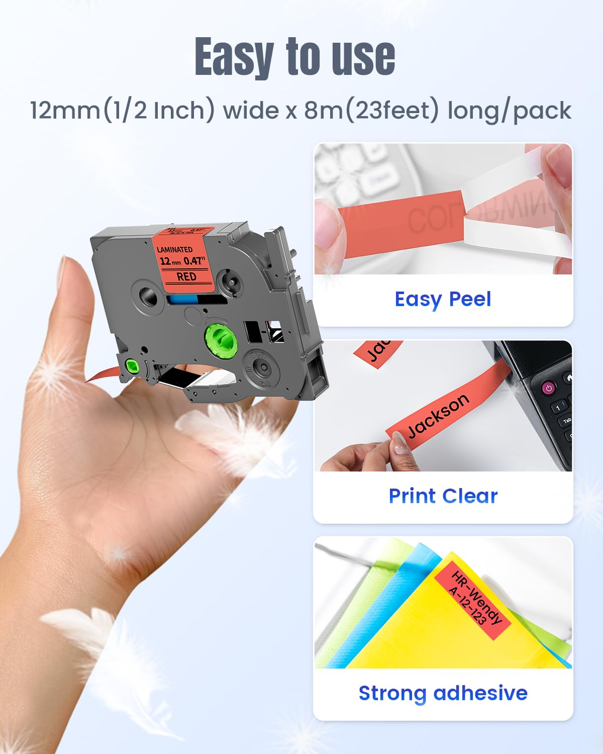 TZe-431 TZ Tape 12mm 0.47 Laminated Red Replacement for Brother P-Touch