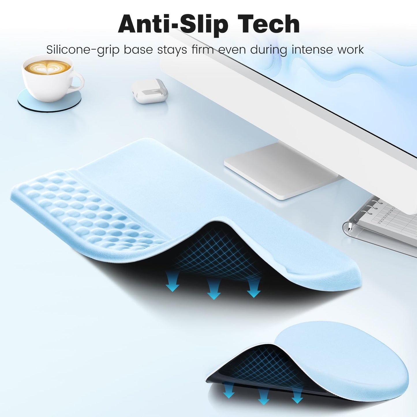 Ospelelf Keyboard Wrist Rest and Mouse Pad Set, Ergonomic Memory Foam Wrist Support, Aesthetic Desk