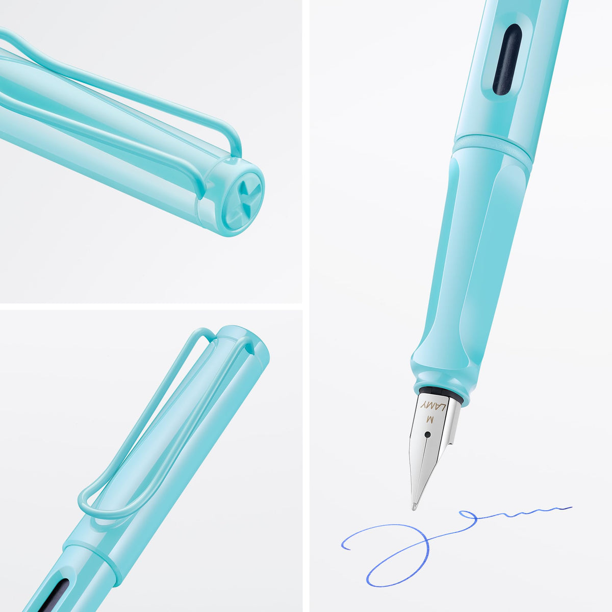 LAMY safari aquasky - Fountain Pen with ergonomic grip & polished steel nib in size F - ideal for