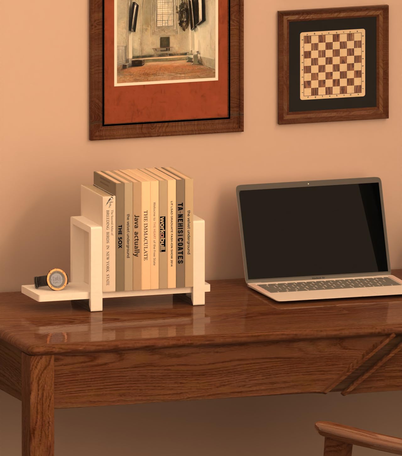 100% Solid Wood Adjustable Desktop Bookshelf, Retro Tabletop Bookshelf, Desk Shelf for Living Room