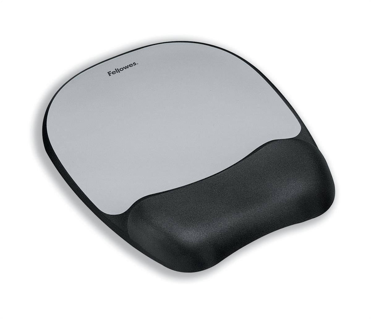 Fellowes Memory Foam Mouse Pad/Wrist Rest- Silver Streak (9175801)