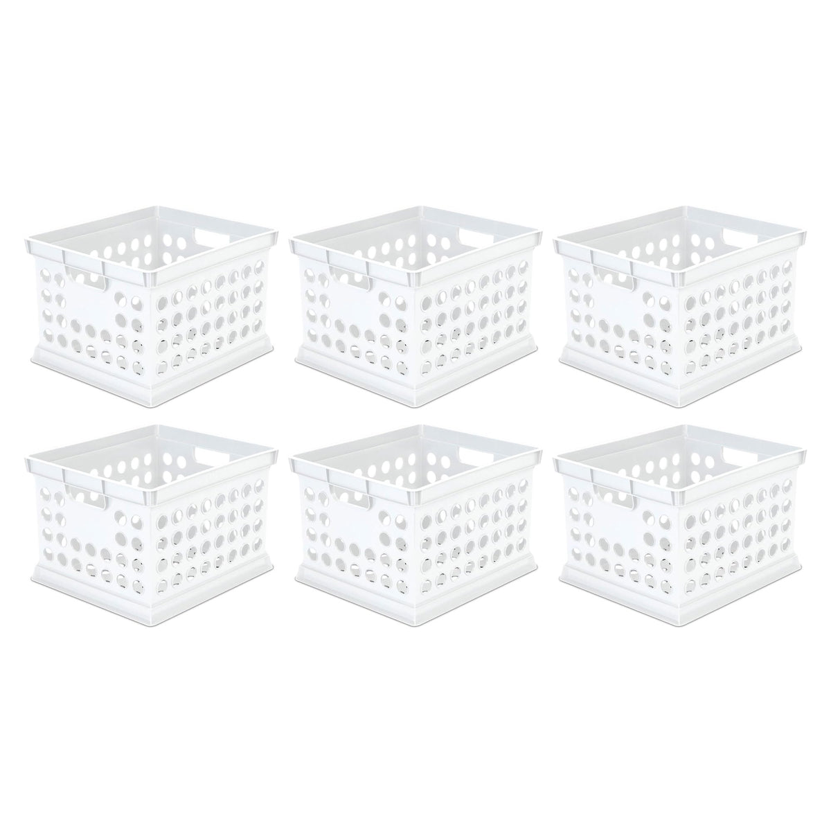 Sterilite Storage Crate Bin File Organizer for Home & Office, White, 6-Pack
