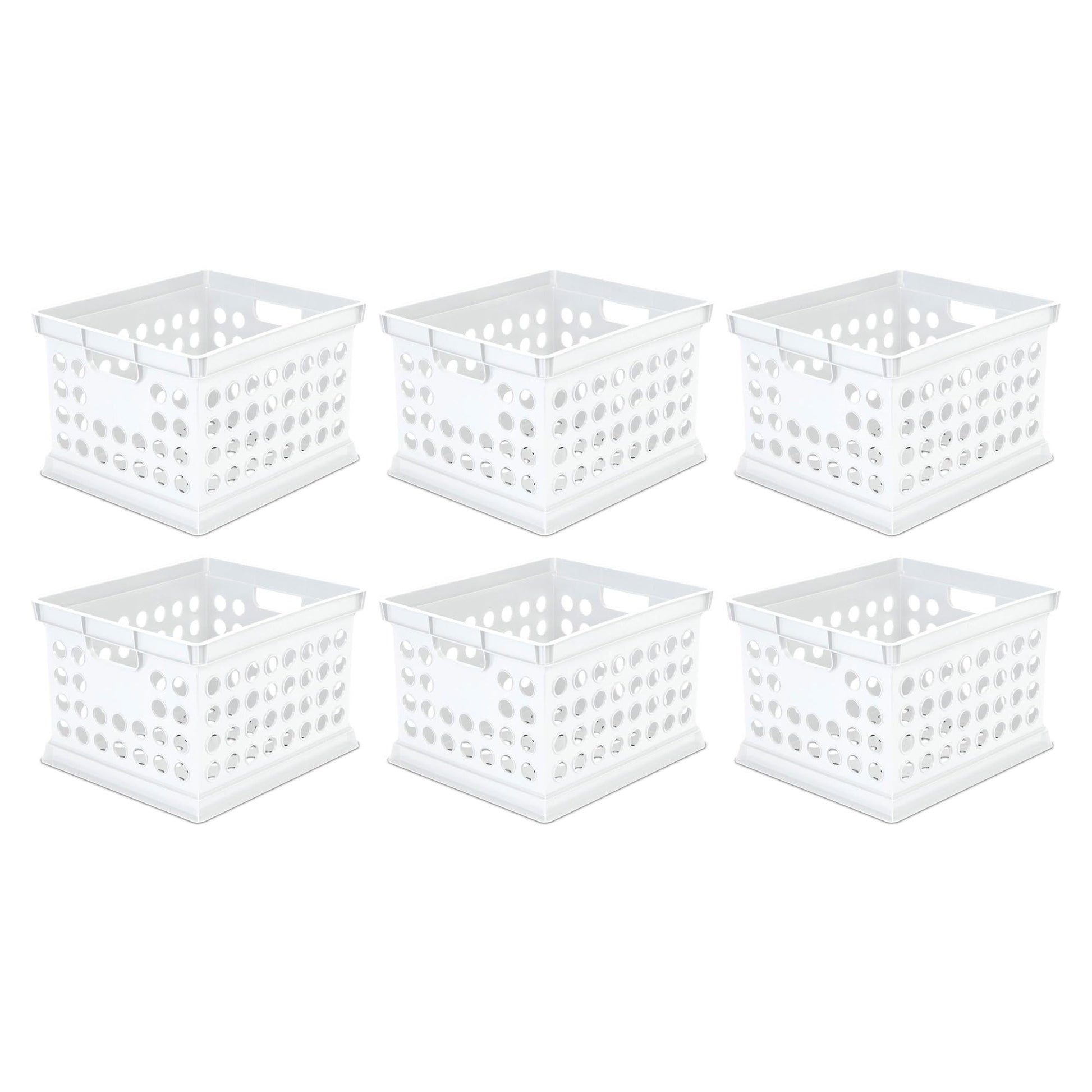 Sterilite Storage Crate Bin File Organizer for Home & Office, White, 6-Pack