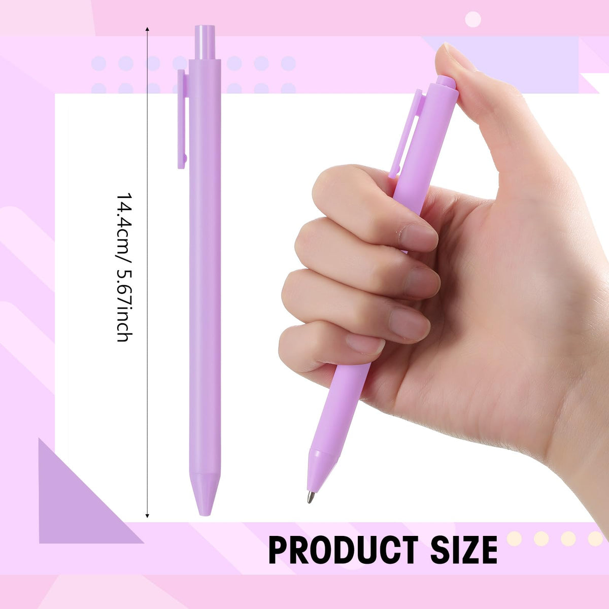 Fulmoon 50 Pcs Cute Pens Retractable 1.0mm, Light Purple Black Ink