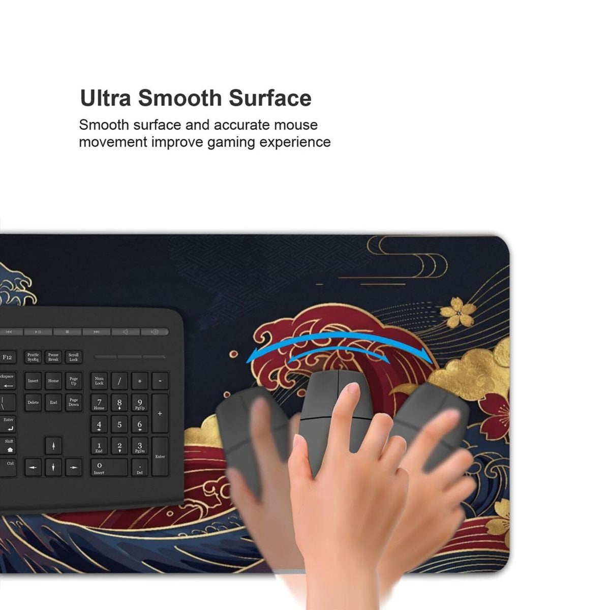Japanese Great Wave Mouse Pad XL-Extended Gaming Desk Mat (31.5 x 15.7 in)