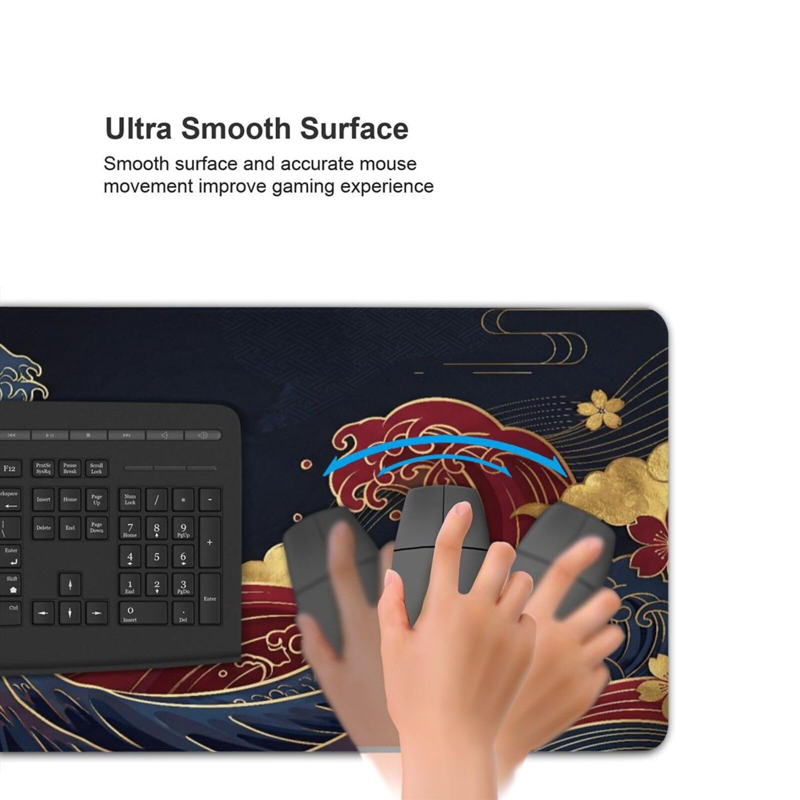Japanese Great Wave Mouse Pad XL-Extended Gaming Desk Mat (31.5 x 15.7 in)