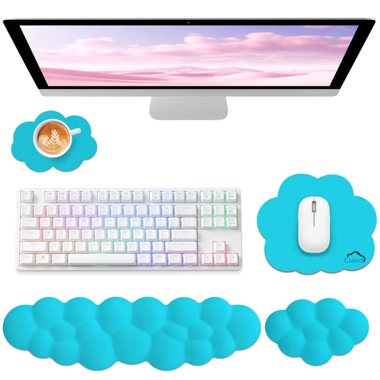 Sushret Cloud Wrist Rest for Computer Keyboard and Mouse Pad Set,Scuba Blue