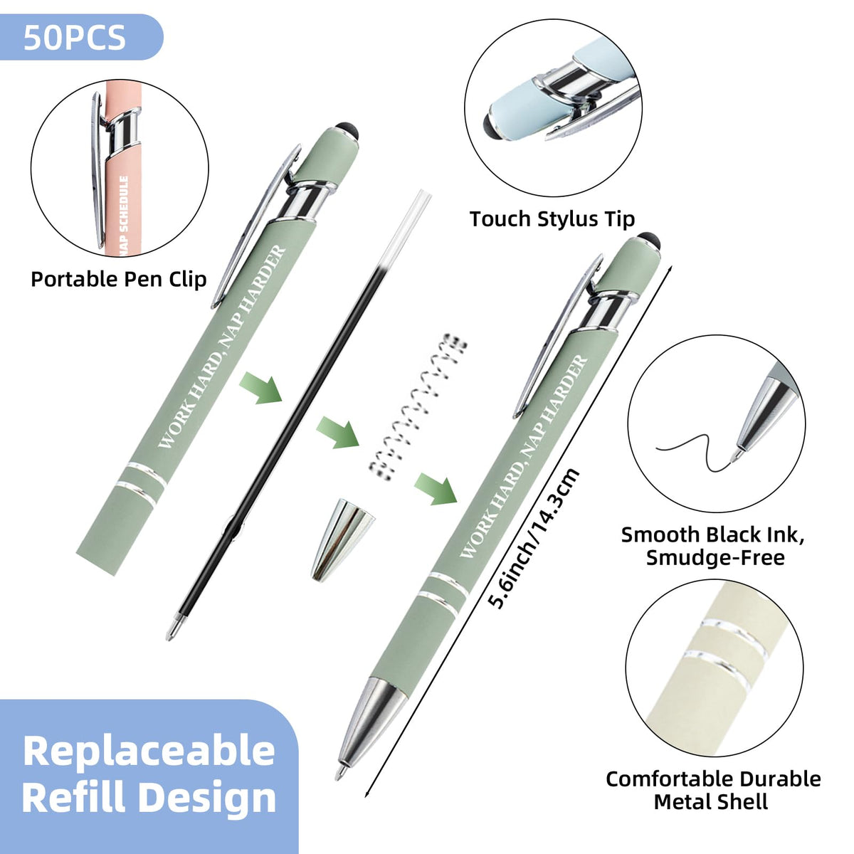 150 Pcs Funny Sarcastic Pens - 50 Set Ballpoint Pens with Refills & Bags,Fun Pen with Snarky