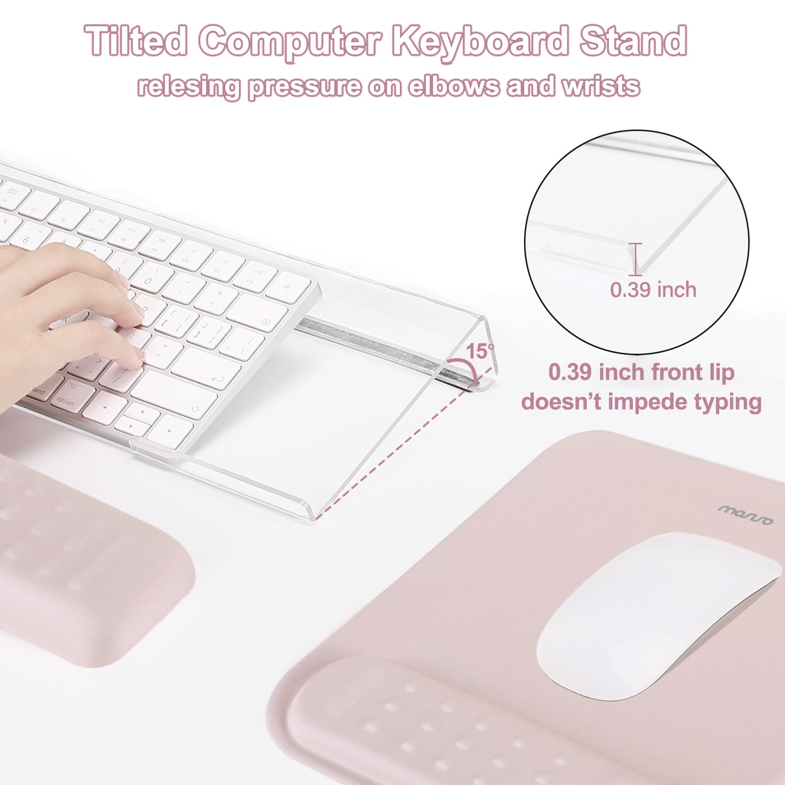 MOSISO Keyboard Stand&Wrist Rest Support for Keyboard &Mouse Pad Set