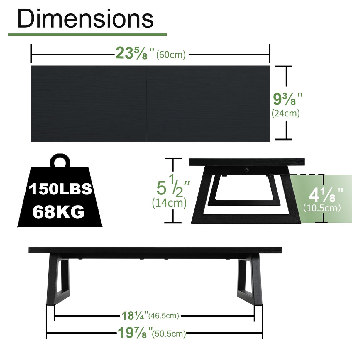 TEAMIX 24 inch Monitor Riser for Desk, Wood & Steel Computer/TV Stand Black