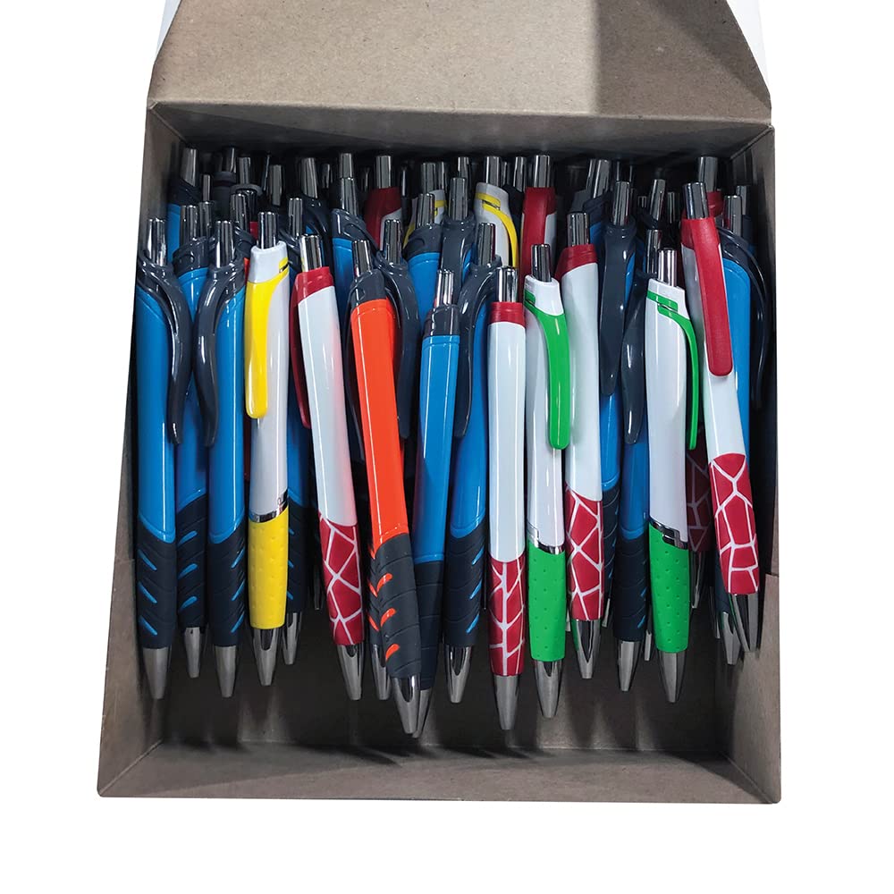 AAkron Wholesale Pens - Assorted styles of click pens -Box of 100 - colors and styles will vary