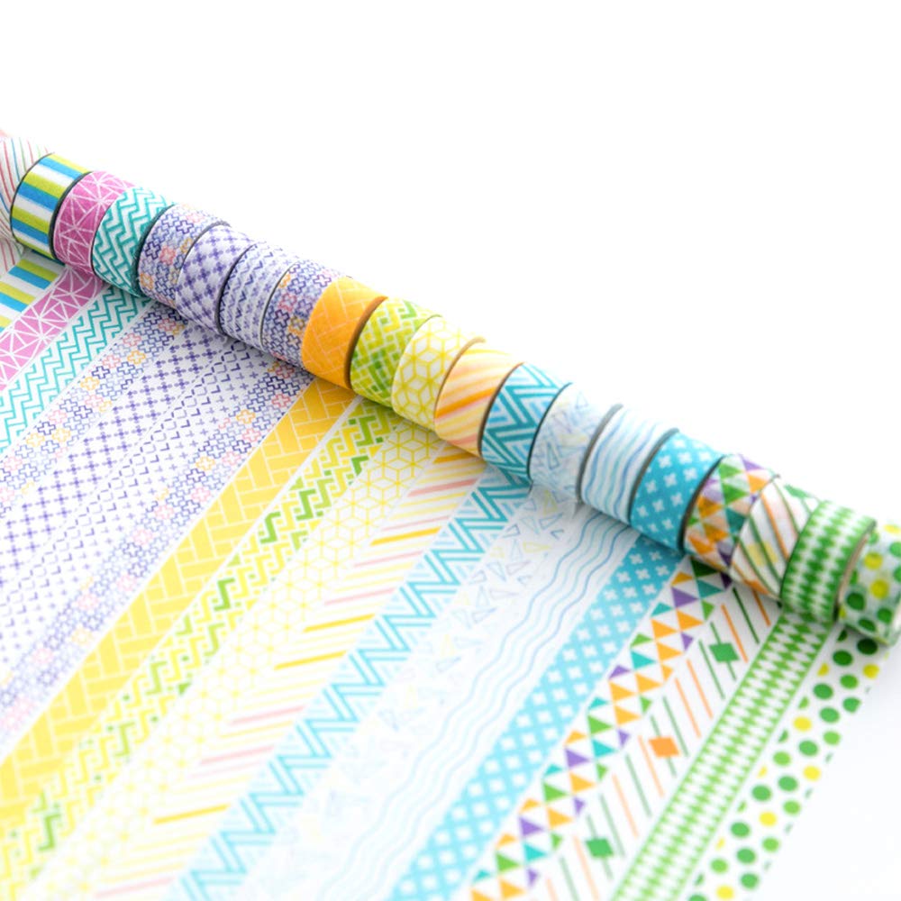 YUBBAEX 24 Rolls Washi Tape Set Basic Skinny Masking Decorative Tapes for Arts, DIY Crafts