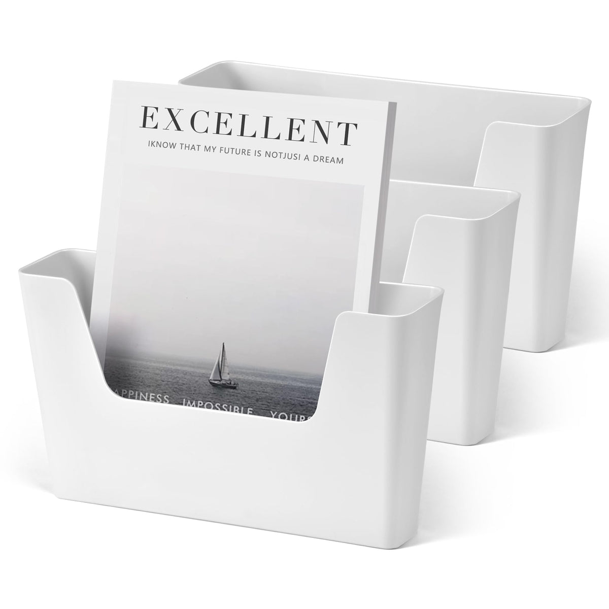 YOHOM Adhesive File Holder Plastic Document Folder Door No Drilling Mount Mail Magazine Organizer