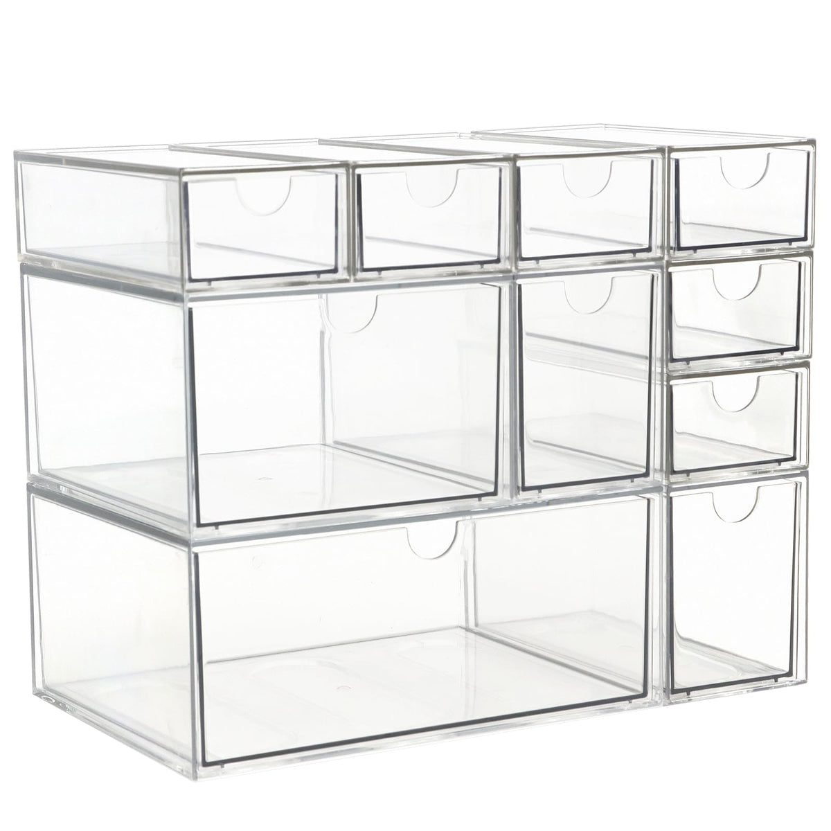 Acrylic Makeup Organizer, 10 Drawers Clear Storage Organizer Desktop Stackable Storage Drawers