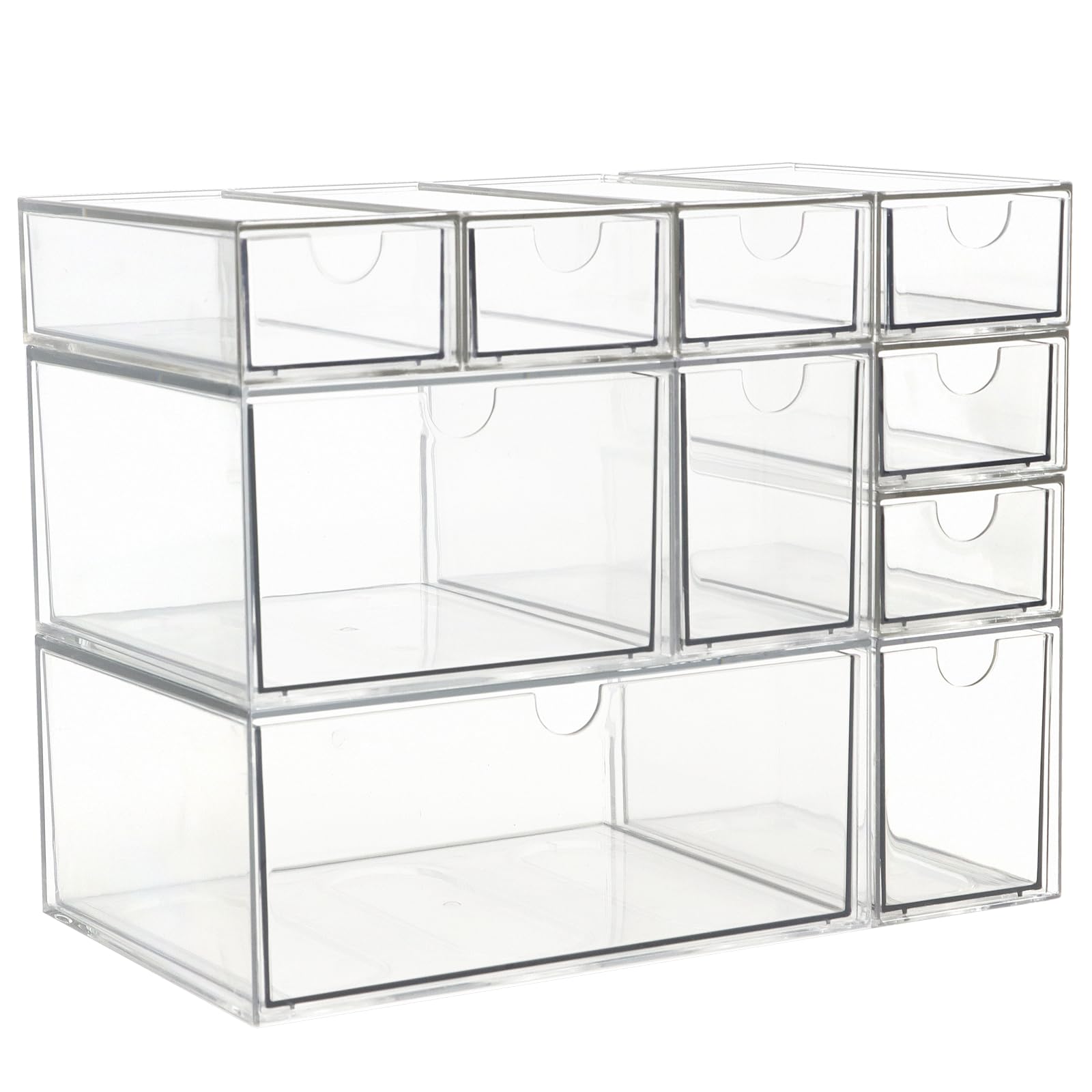 Acrylic Makeup Organizer, 10 Drawers Clear Storage Organizer Desktop Stackable Storage Drawers