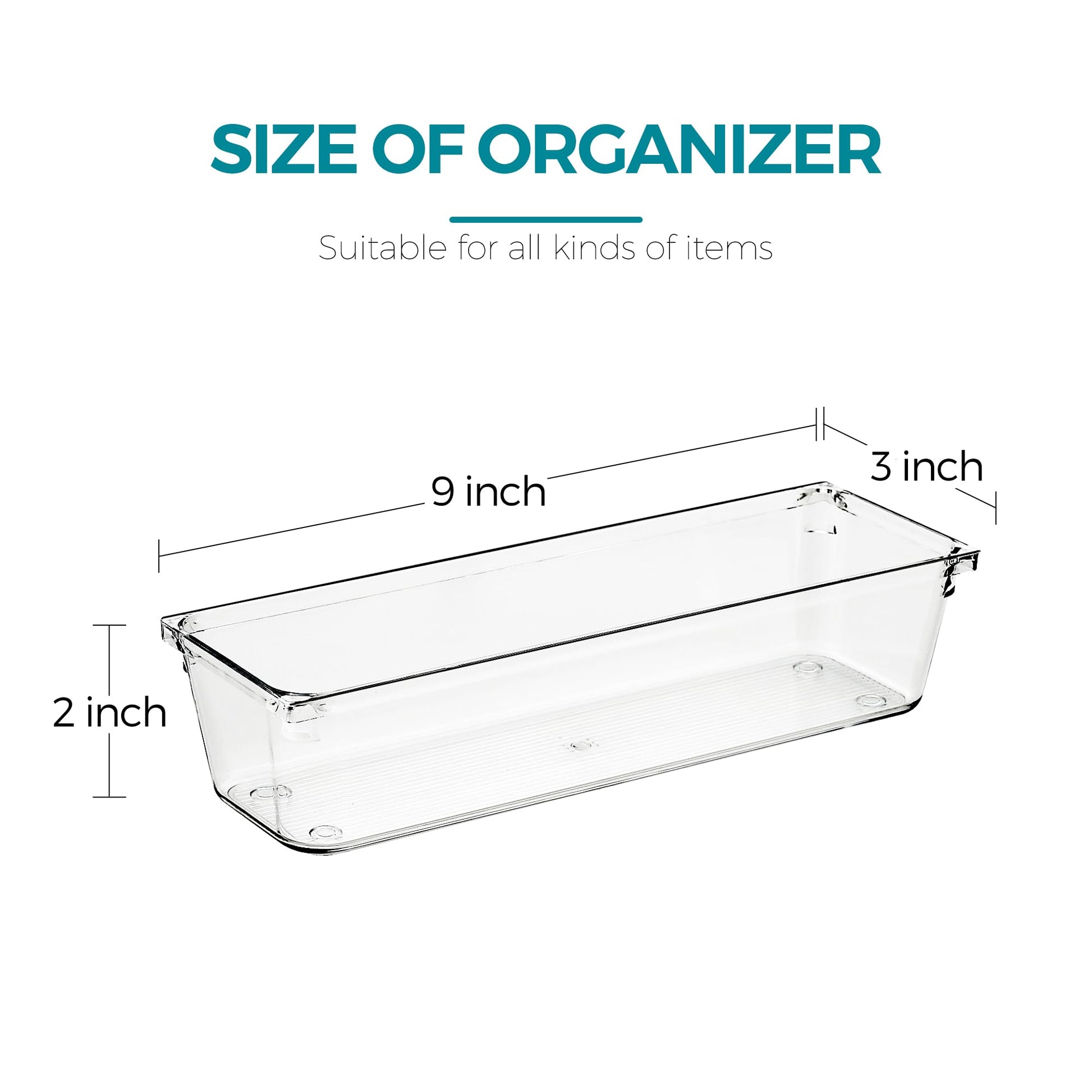 Ravinte Decor 4 Pack Drawer Organizers, 3"X 9" Clear Acrylic Storage Bins