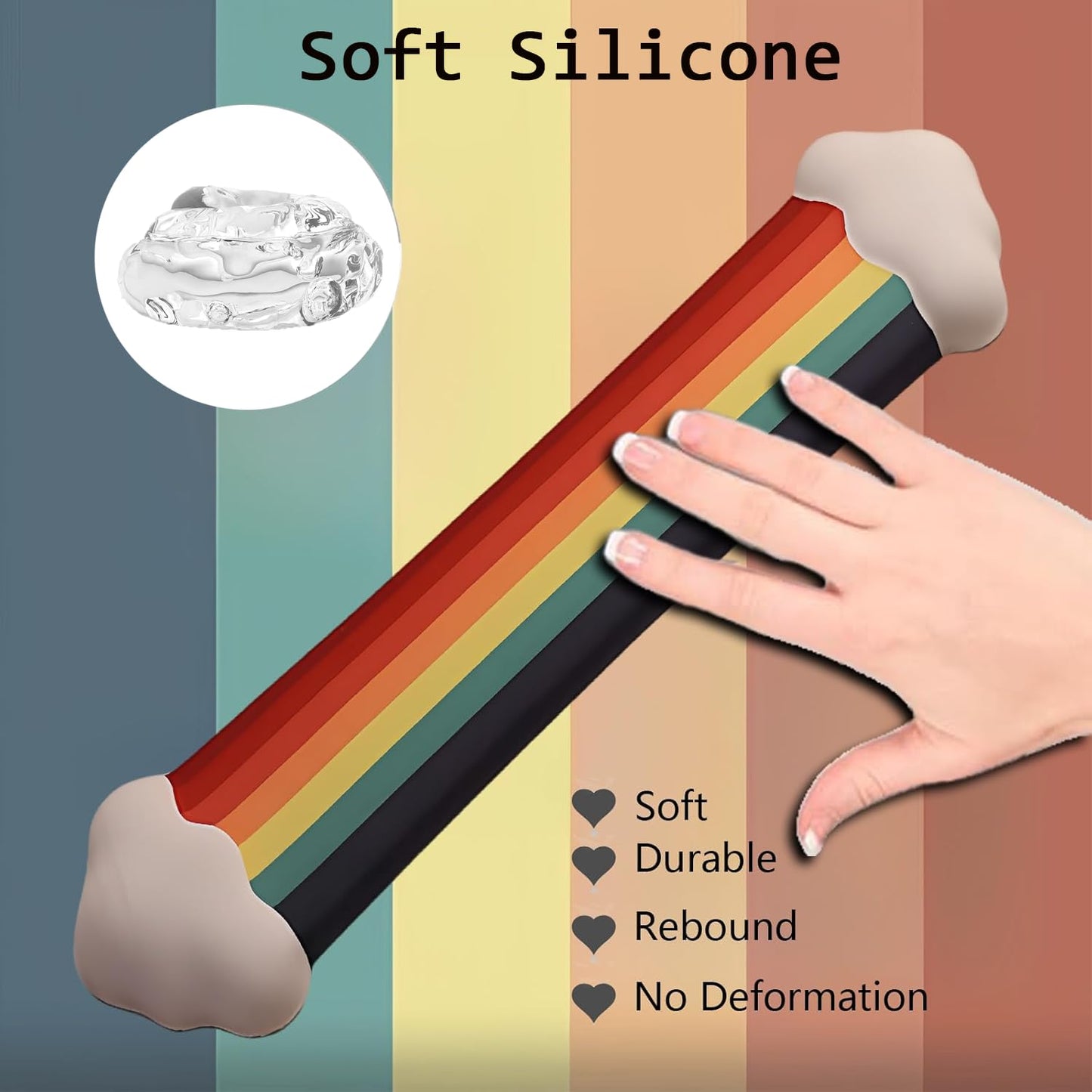 Gel Cloud Keyboard Wrist Rest Cute Rainbow Mouse Pad with Wrist Rest for Computer Keyboard and