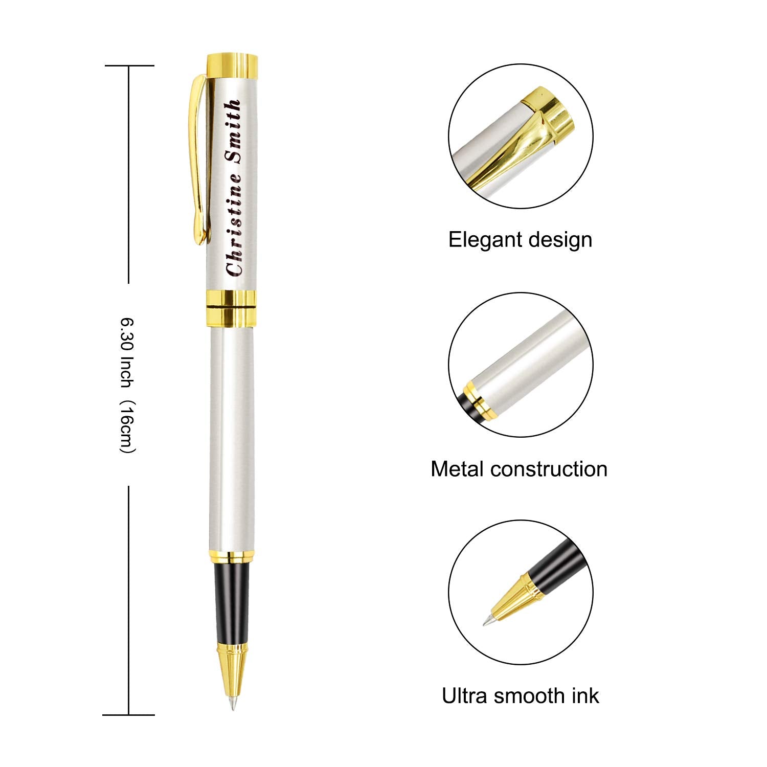 Amlion Personalized Pens Custom Engraved Pen with Name, Refillable Medium Refill, Personalized