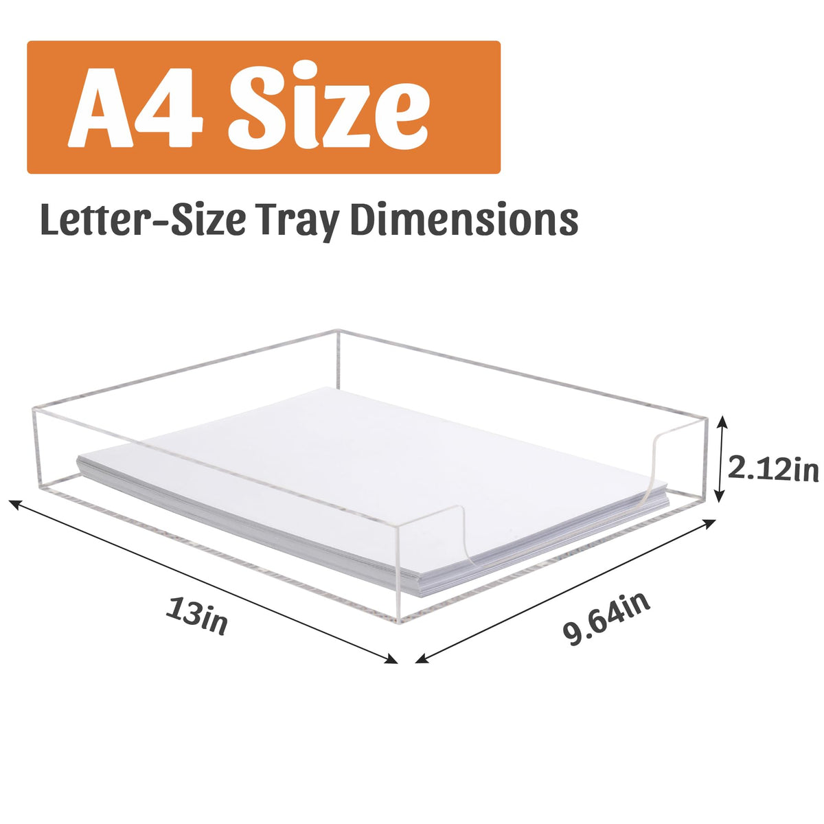 AZFUNN Acrylic Paper Tray, Letter-Size Desk Trays Organizer for Office