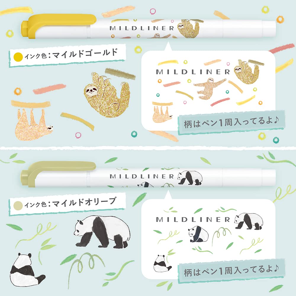 Zebra Mildliner WKT7-AS-5C-B Highlighter, Set of 5 Colors, Animal