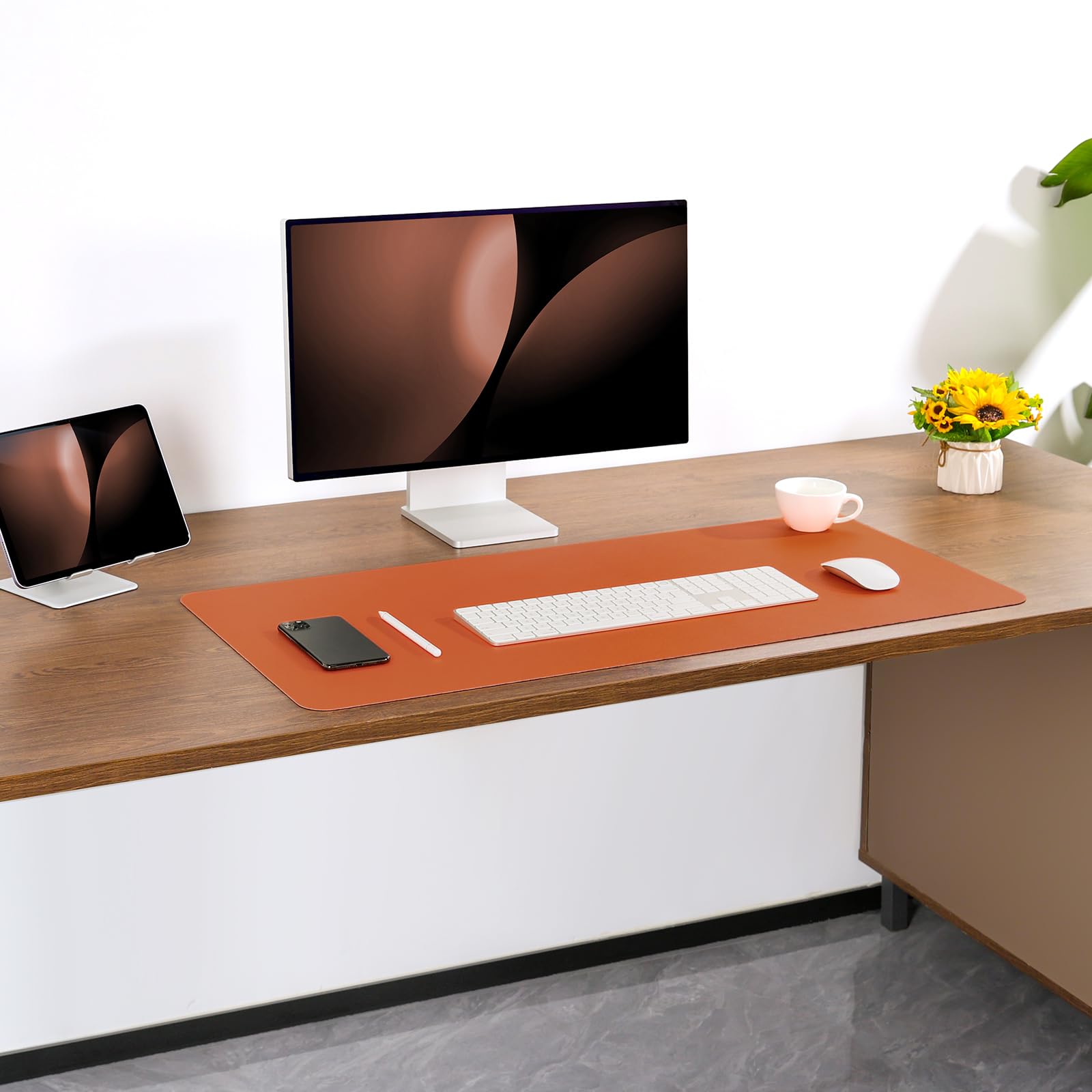 Jumdast Dual Sided Desk Pad Faux Leather Desk Mat Large Mouse Pad