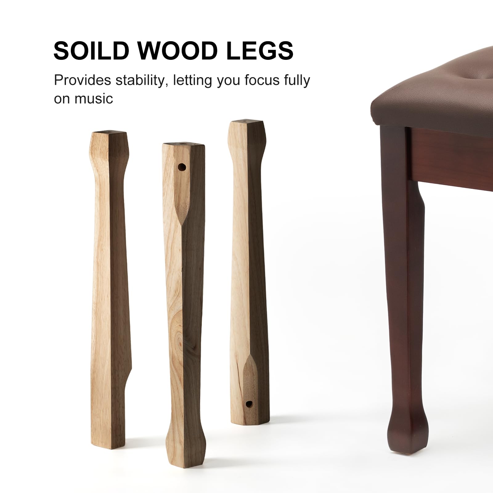 FILISITE Wooden Piano Bench with Storage, Piano Stool with Waterproof Padded Cushion, Bench Seat