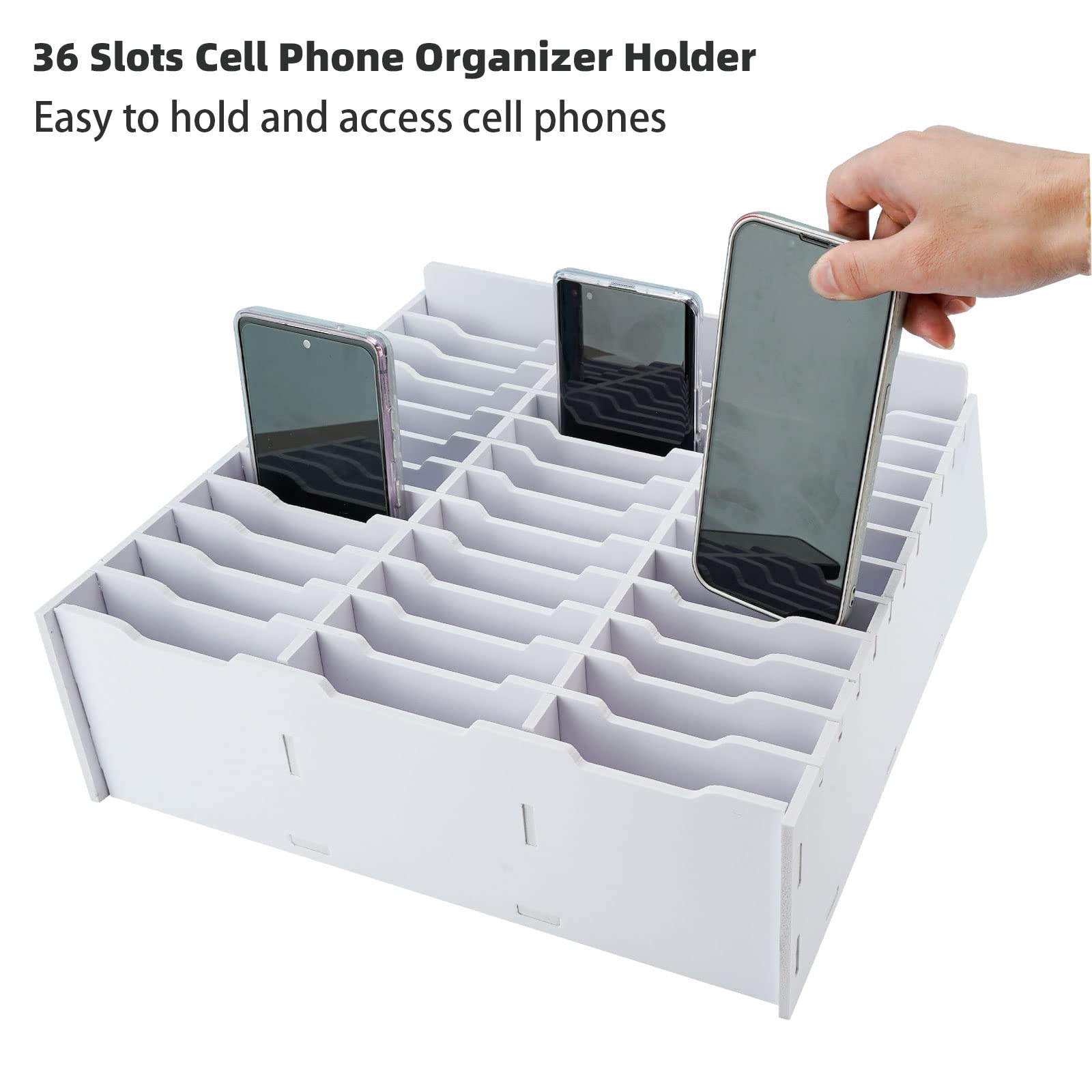 SANFURNEY 36 Slots Cell Phone Storage Box, Classroom Calculator Holder