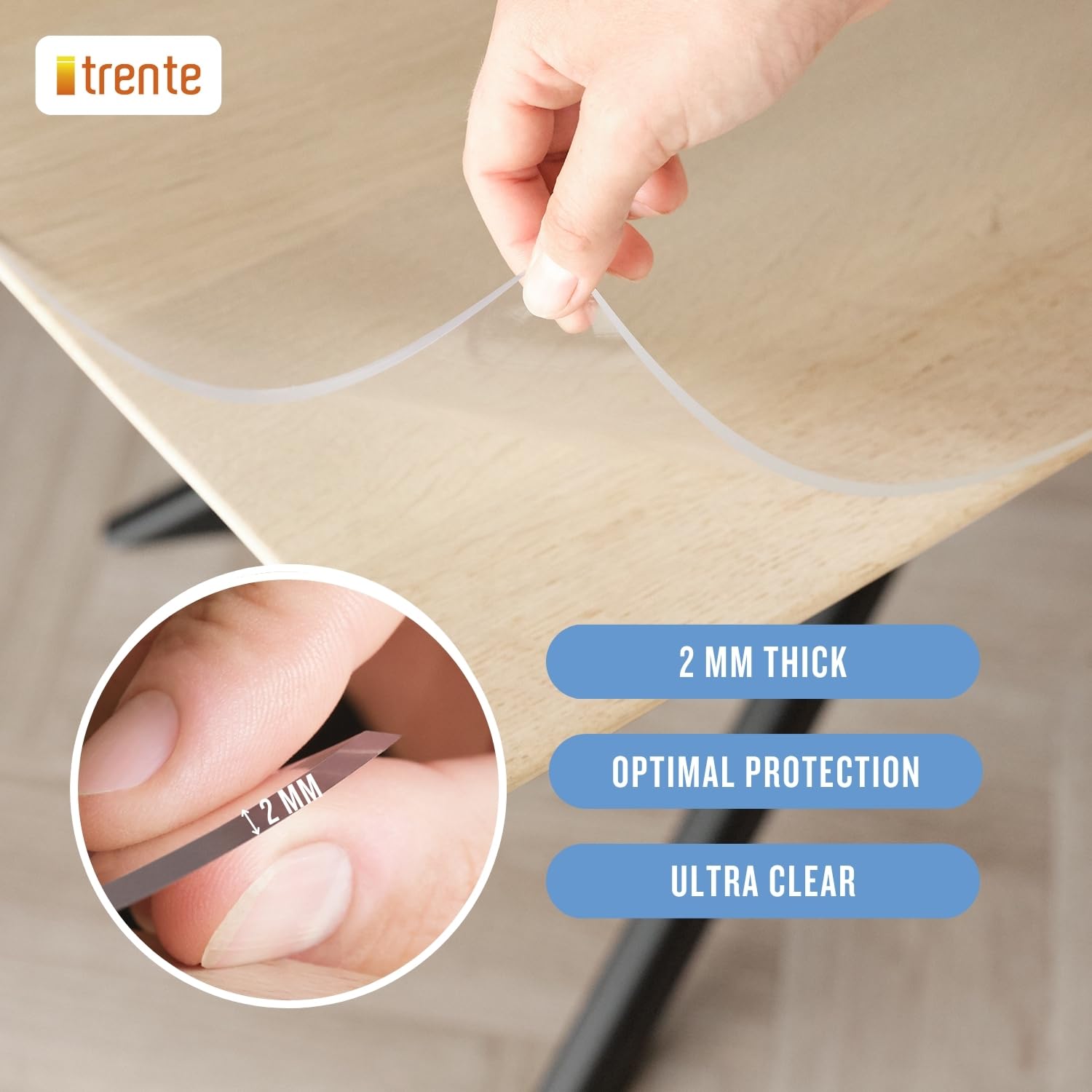 Clear Table Cover Protector, 32x32 inch, Premium Quality with 2 Mm Thickness, Stain Resistant