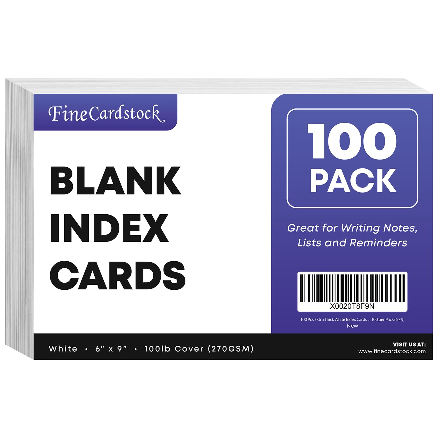 100 Pcs Extra Thick White Index Cards – Blank Heavyweight 14pt (0.014”) 100lb Cover Cardstock