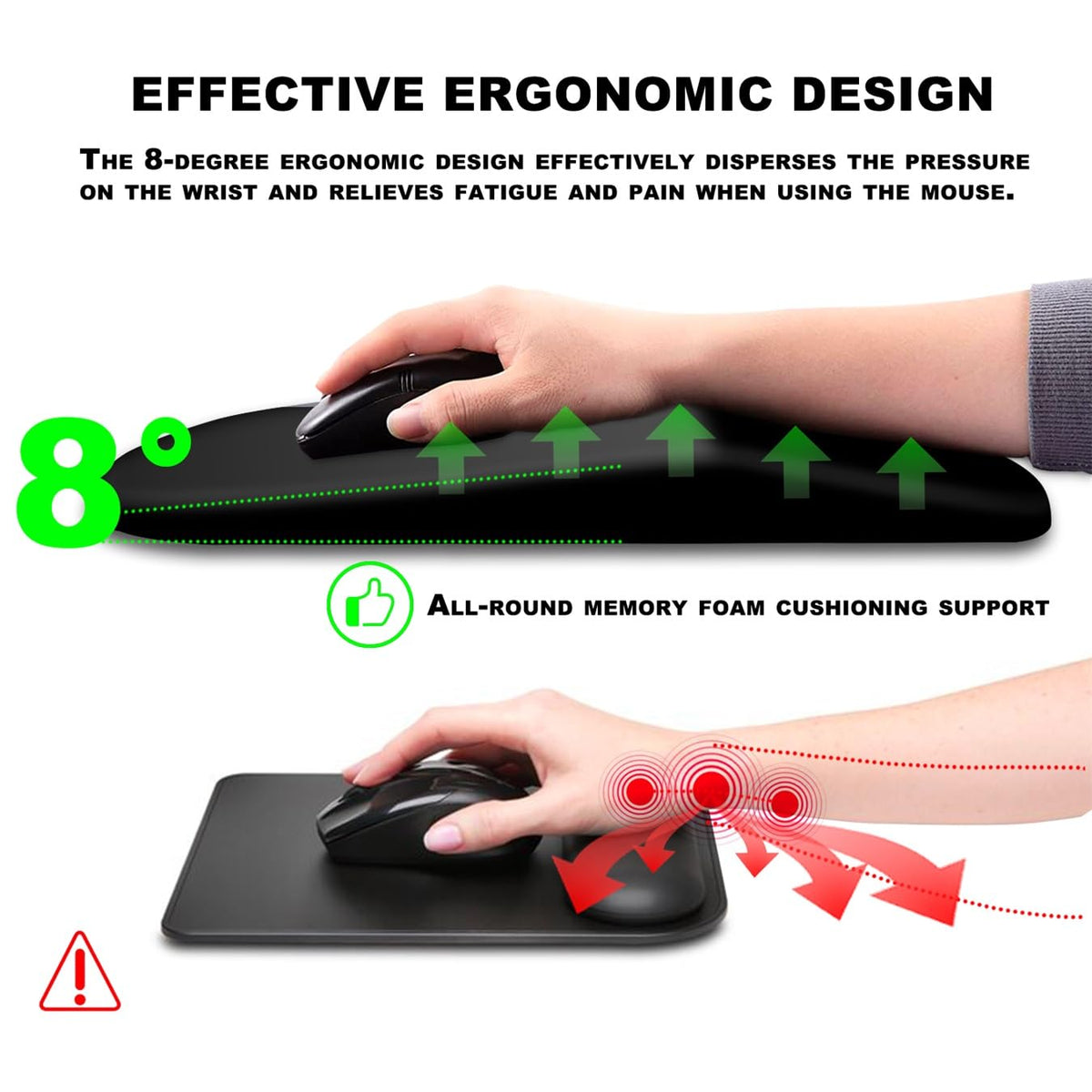 KUOSGM Mouse Pad Wrist Support, Ergonomic Mouse Pad with Massage Dot, Comfortable Computer Mouse
