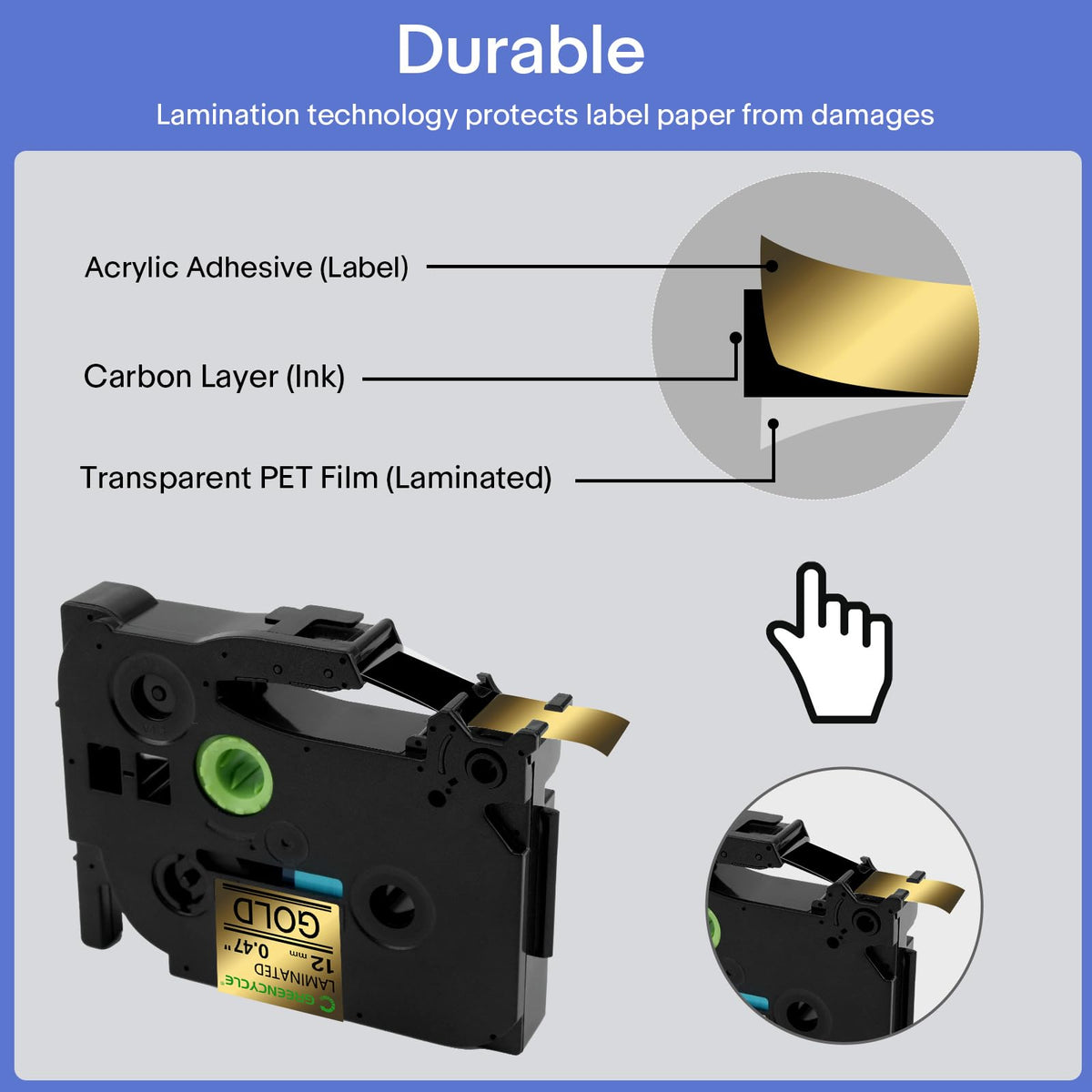 GREENCYCLE Compatible for Brother P-Touch TZe-831 TZ-831 Label Maker Tape 12mm 0.47 Laminated TZe