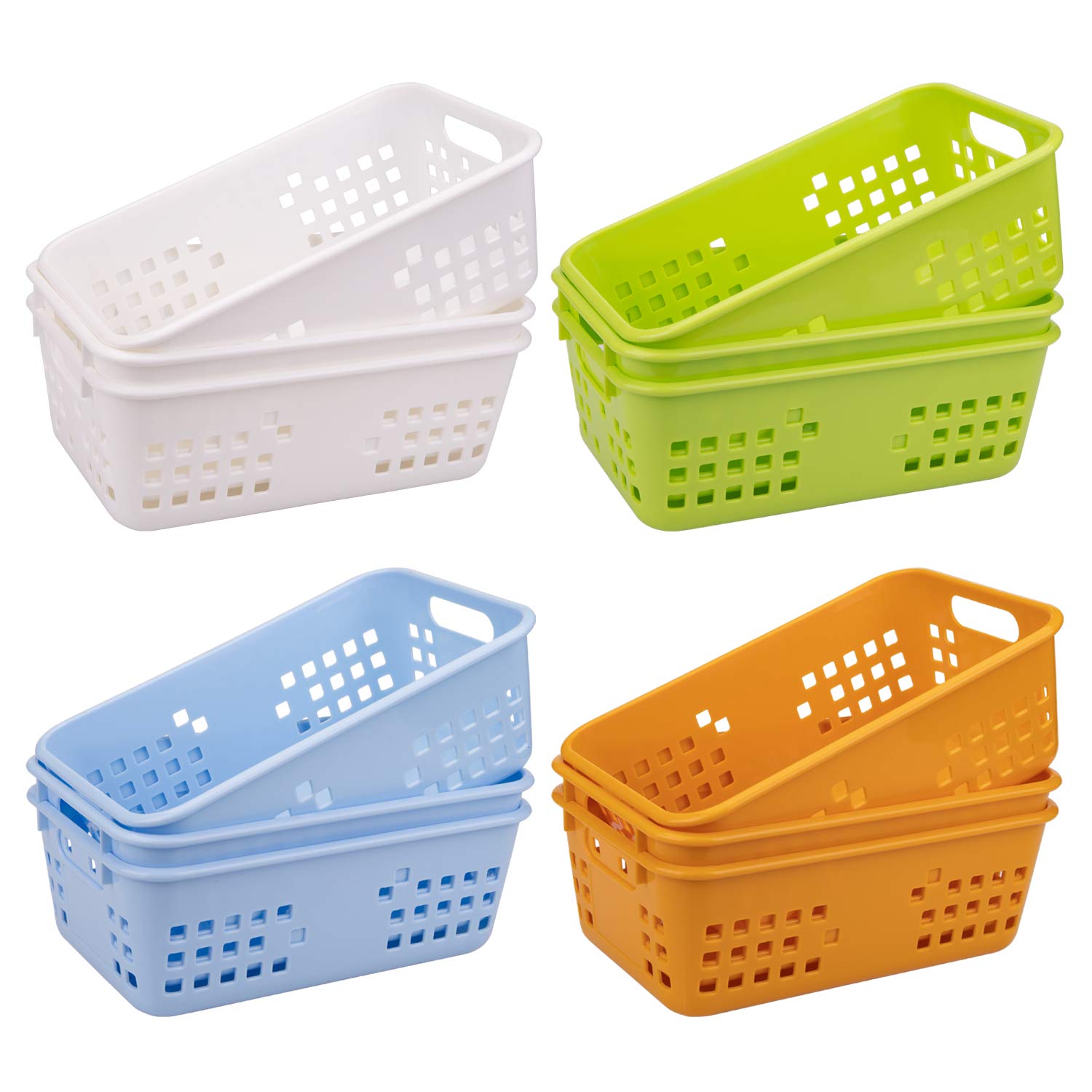 Jucoan 12 Pack Classroom Storage Baskets, Colorful Small Plastic Organizer Basket Bin, Pen Pencil