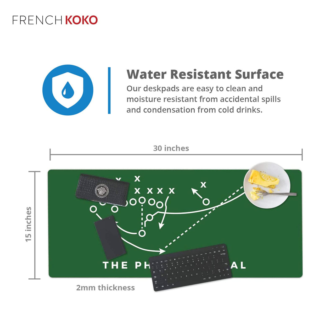 French KOKO Large Philadelphia Football Desk Mat 36" x 16.5" – XL Desk Pad Mat Featuring the Philly