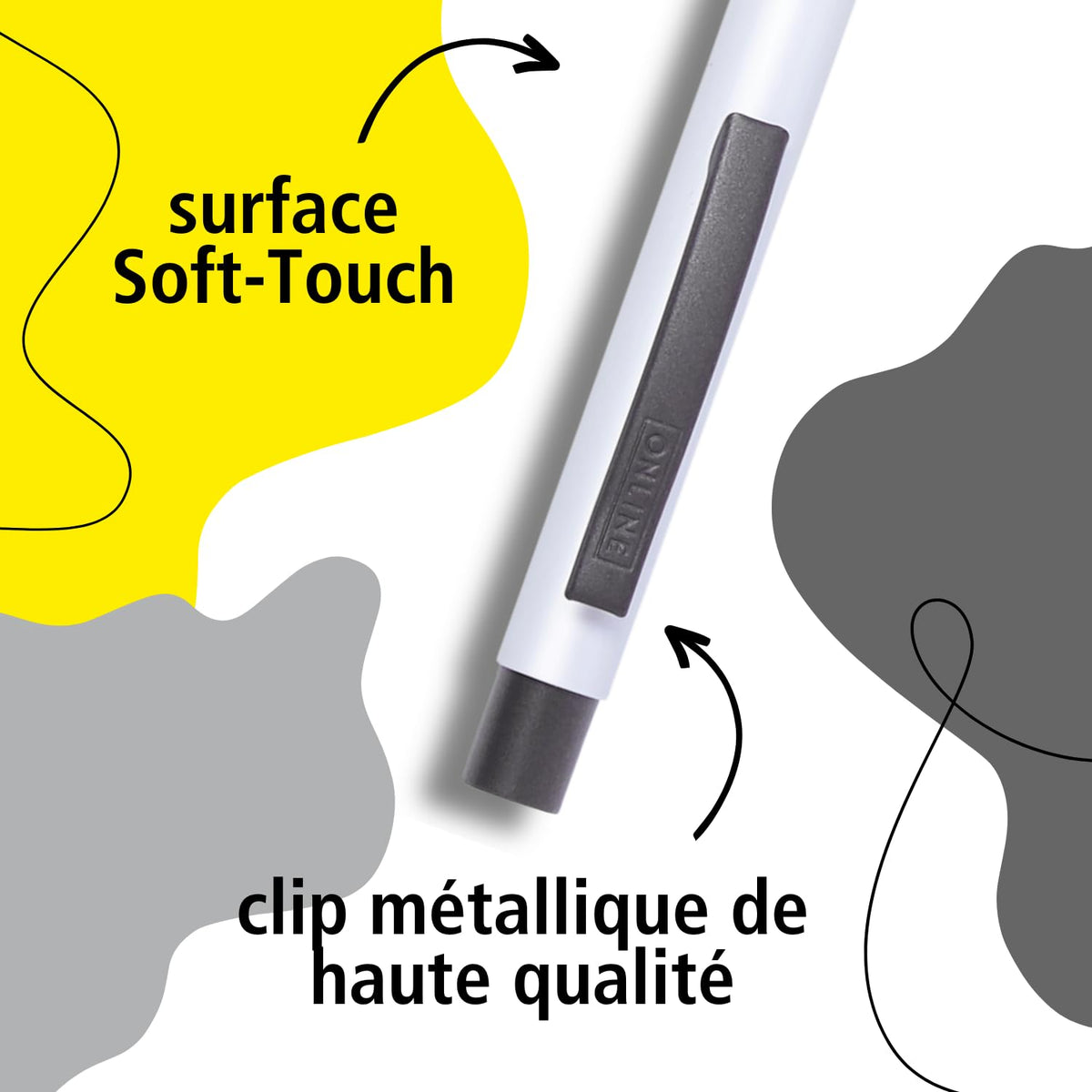 Online Soft Metal ballpoint pen, Pure White, retractable ball pen, aluminum, replaceable refill