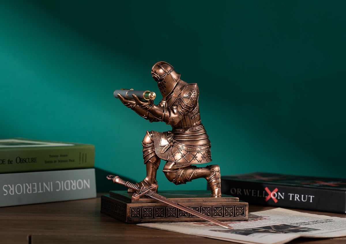 King's Guard Knight Pen Holder with a Letter Opener Desk Organizers Copper