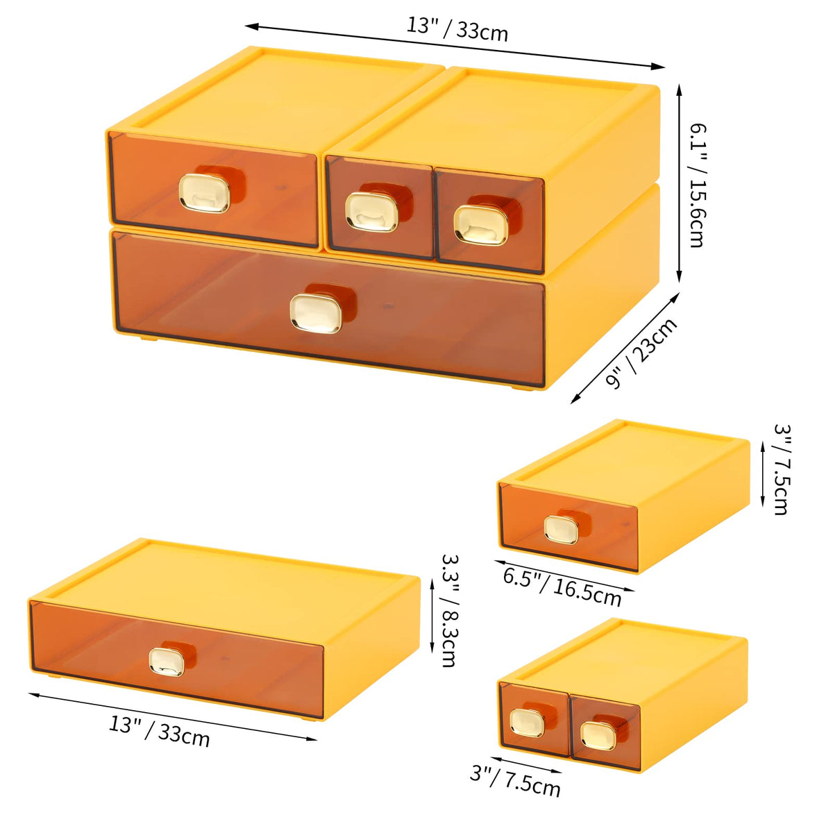 OSteed Desktop Storage Drawers, Stackable Countertop Organizer with Drawers
