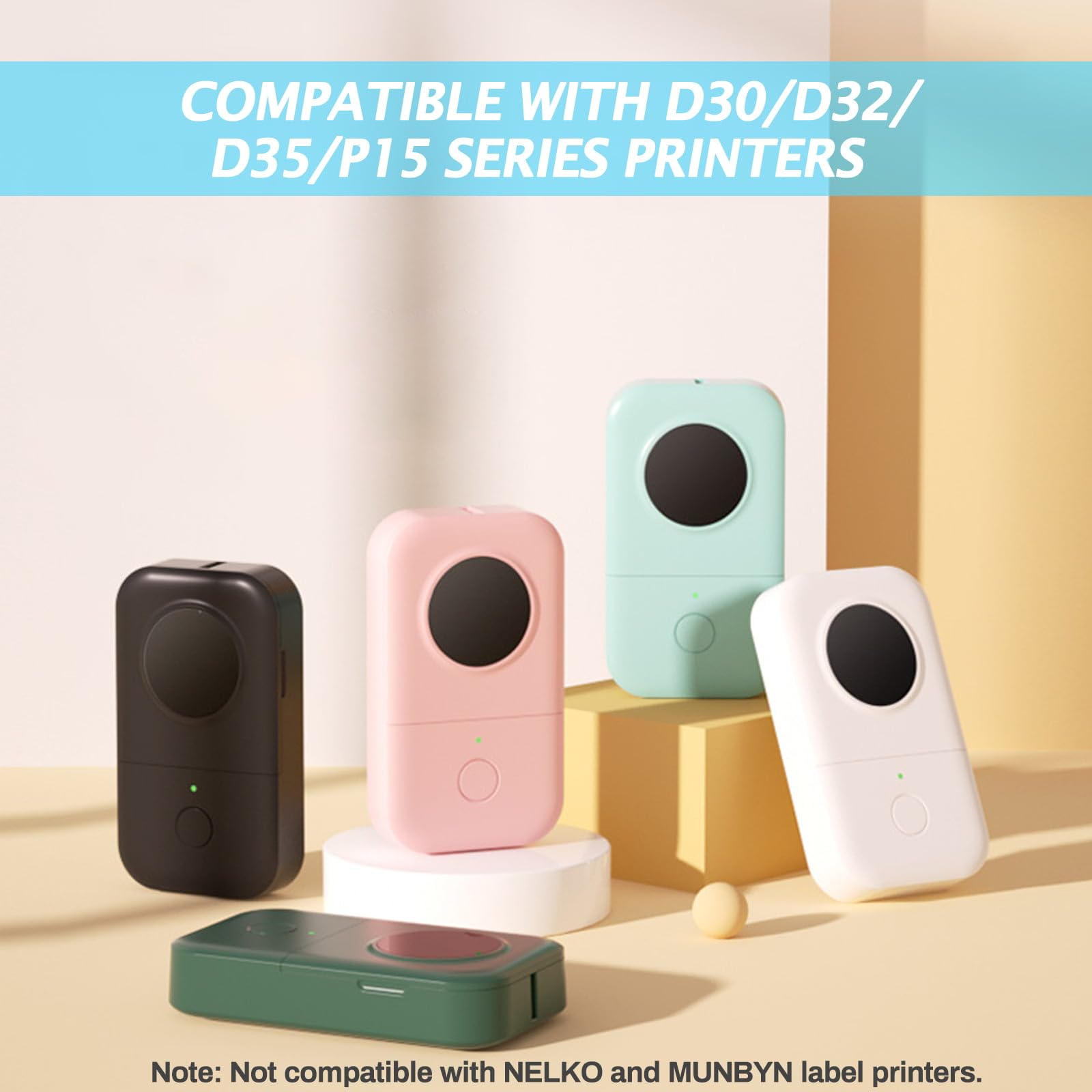 1600 Pcs Colored MIARALA D30 Label Tape 12mm×40mm(0.47"x1.57") 10 Rolls