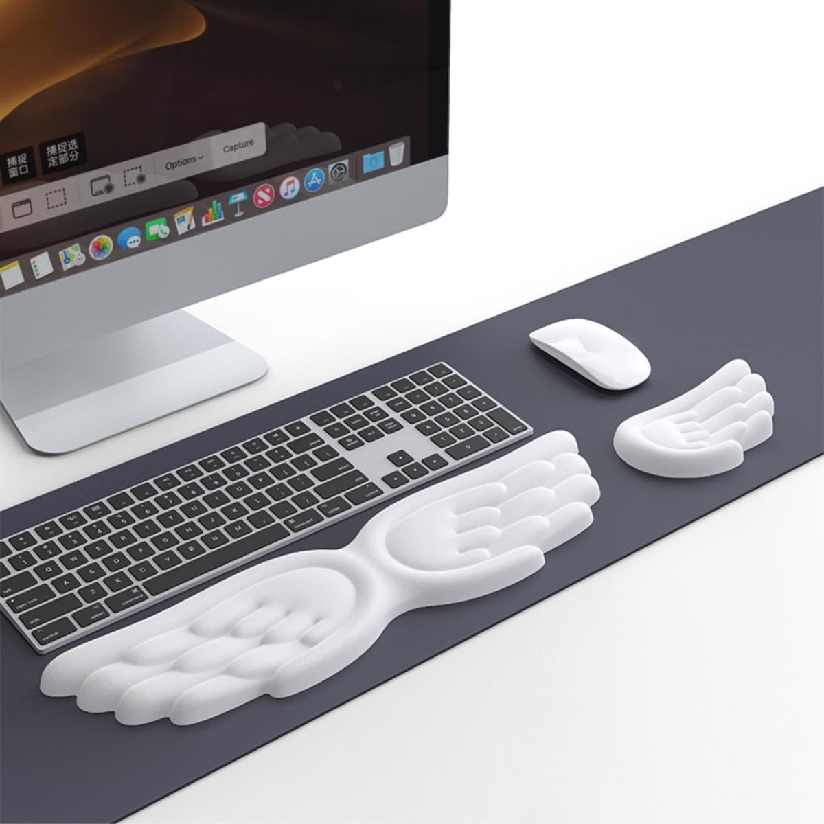 inbesk Angel Wing Wrist Rest Ergonomic Memory Foam Wrist Rest for Computer Keyboard Mouse Set, Cute