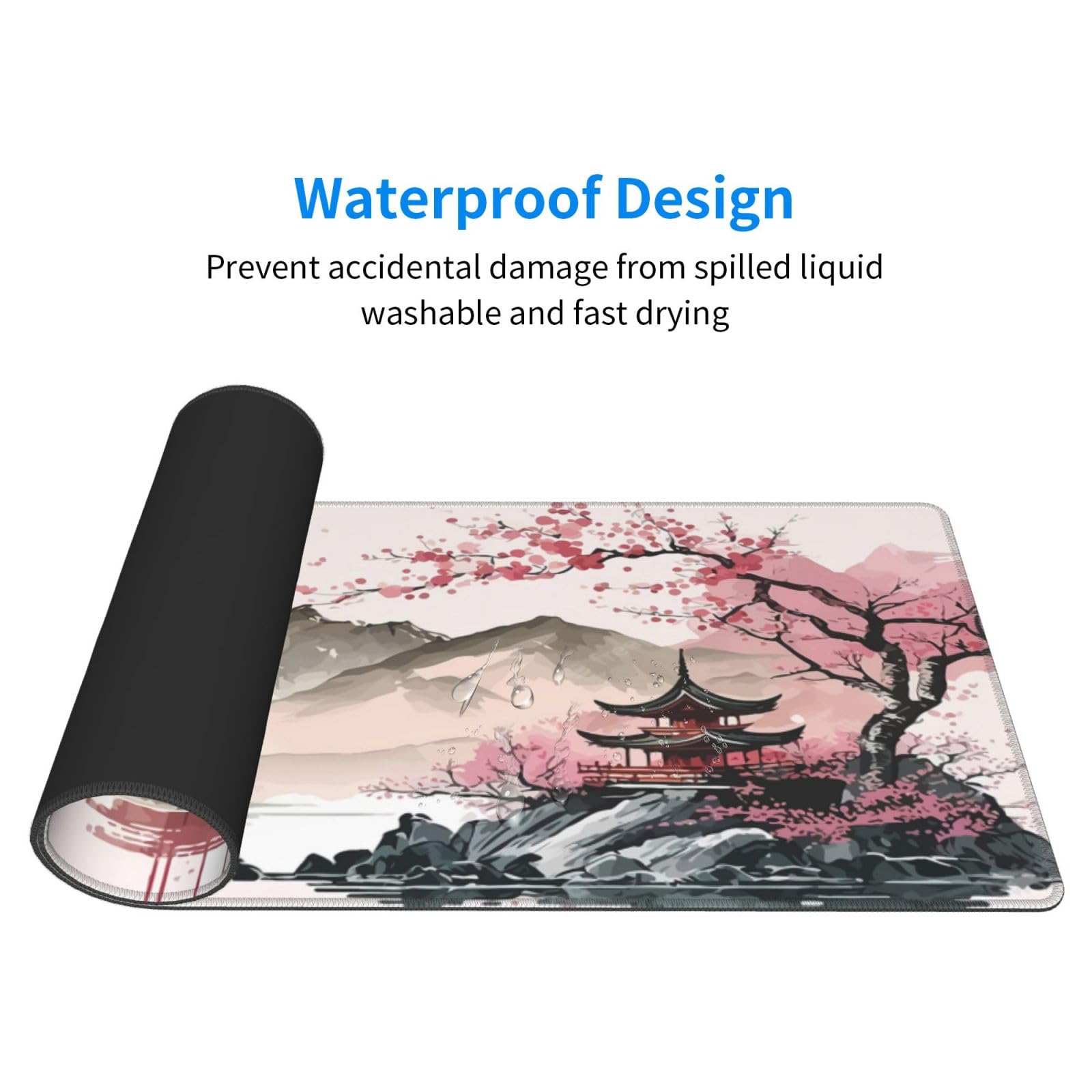 Watercolor Japanese Large Gaming Mouse Pad,Mouse Pad Gaming 31.5 x 11.8 in Mouse Mat Desk Pad,Large