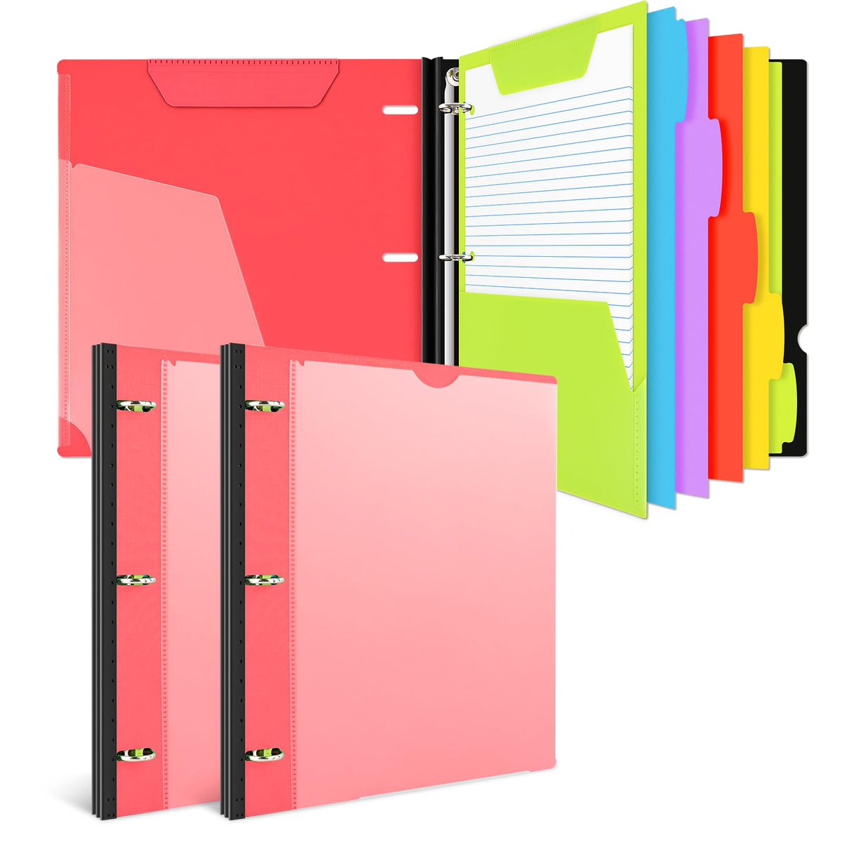 INFUN All-in-one Telescoping Binder Notebook- 2PCS, 3 Ring Notebook Binder with 1 Plastic Movable