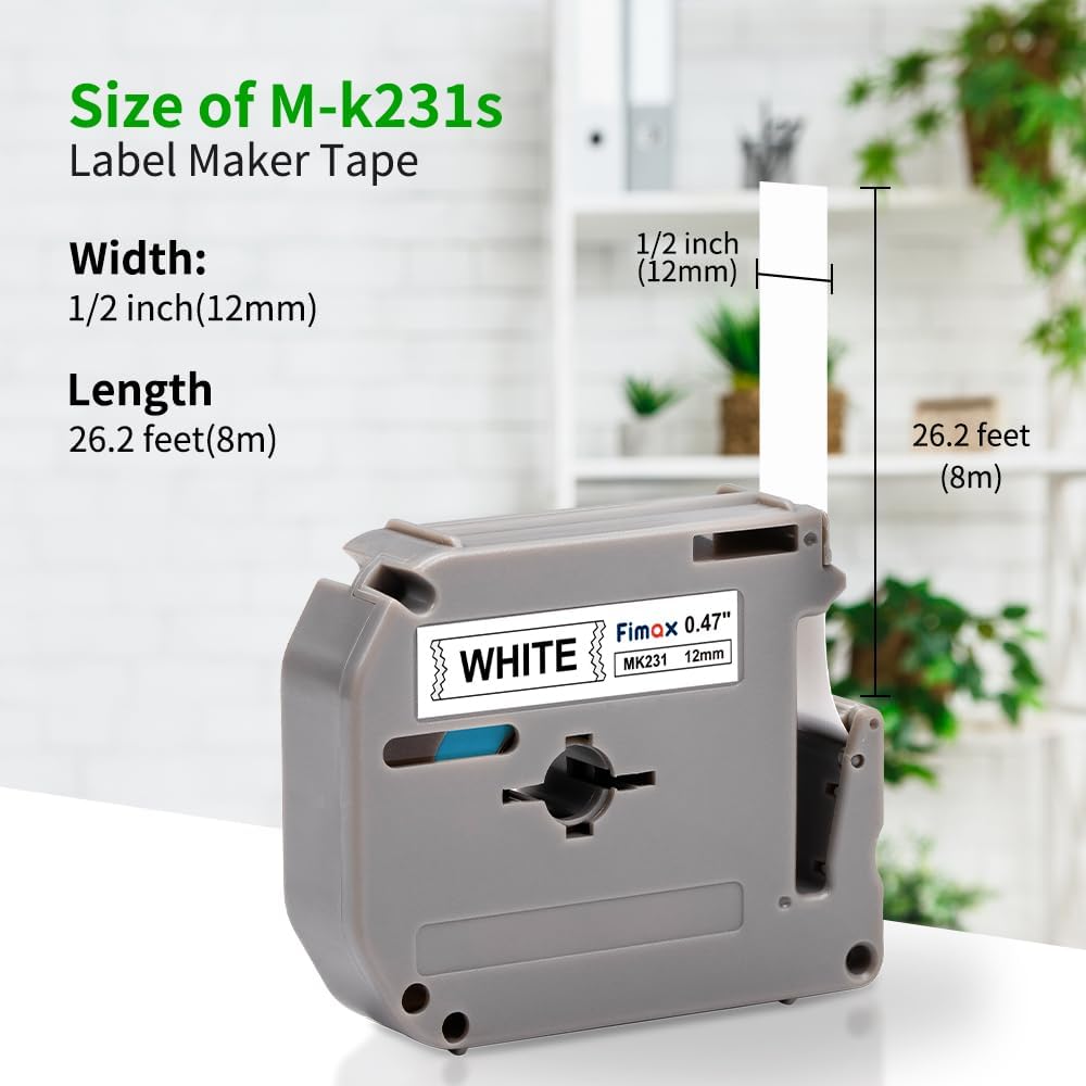 M-K231 Label Tape 12mm Replacement for Brother P-Touch M-231 M Tape MK231