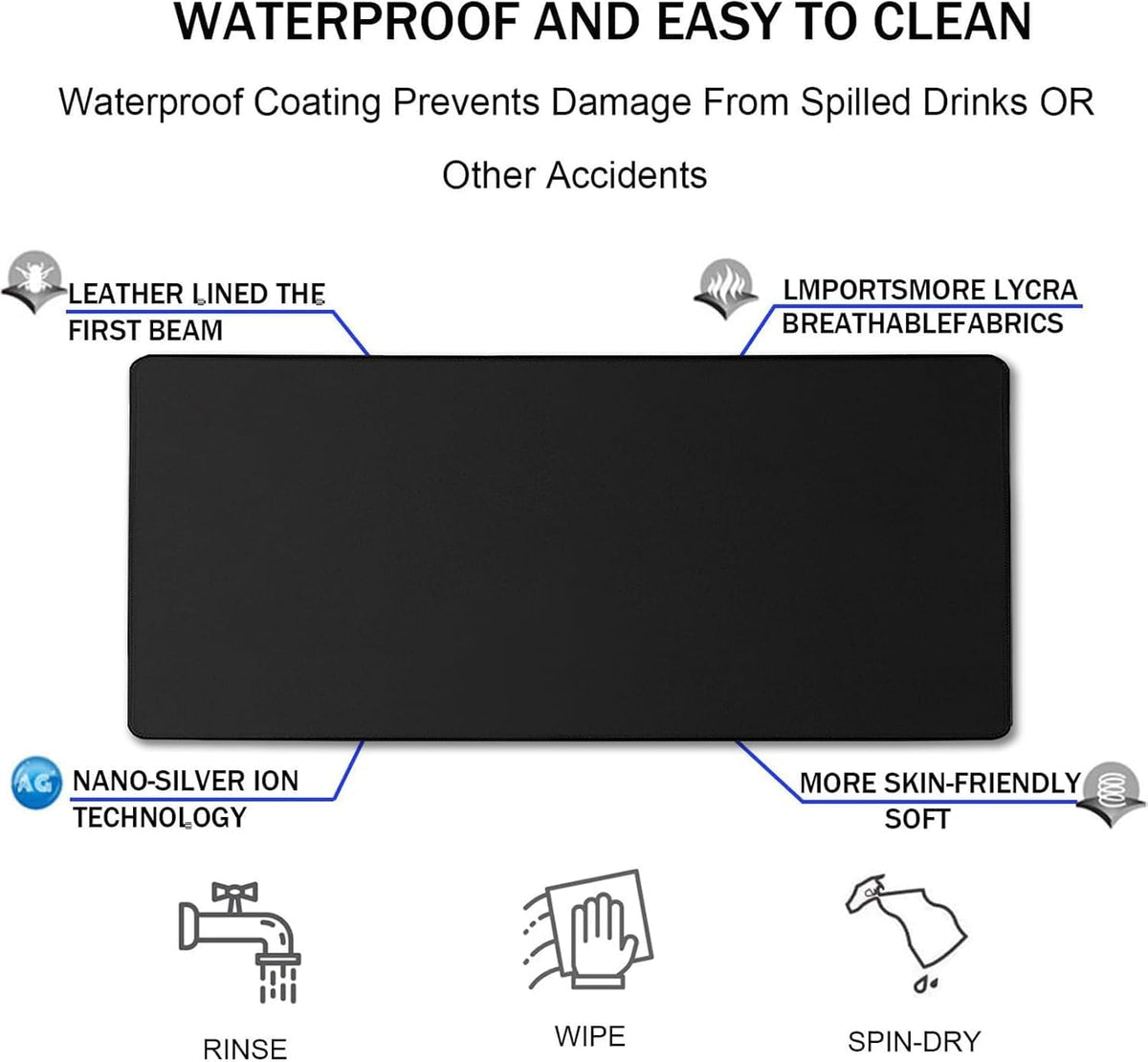 Large Gaming Mouse Pad with Extended Stitched Edges, 35.4x15.7 Inch Durable Non-Slip Natural Rubber