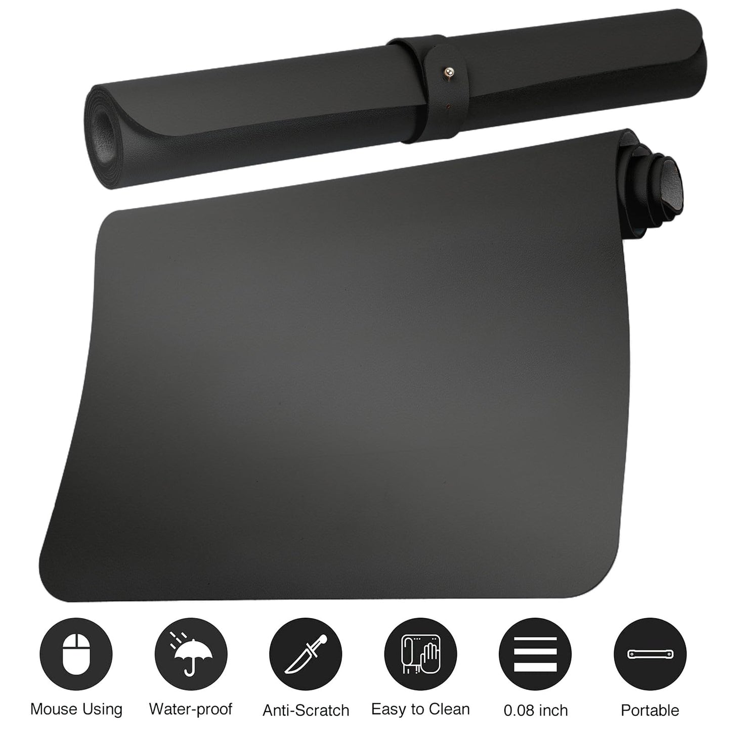 Boutilon Leather Desk Pad Protector,Non-Slip Mouse Pad,Laptop Desk Pad,Office Mouse Mat,Waterproof